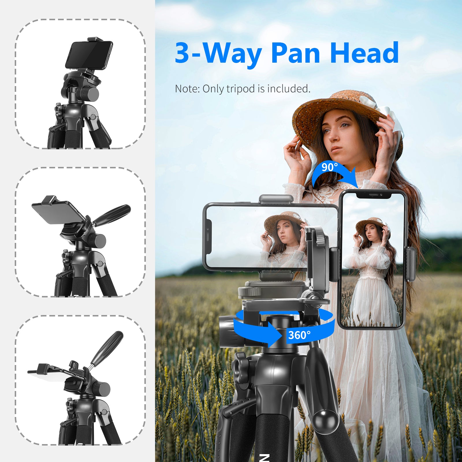 NEEWER SAB264 2 in 1 Camera Tripod Monopod features a 3-way pan head.