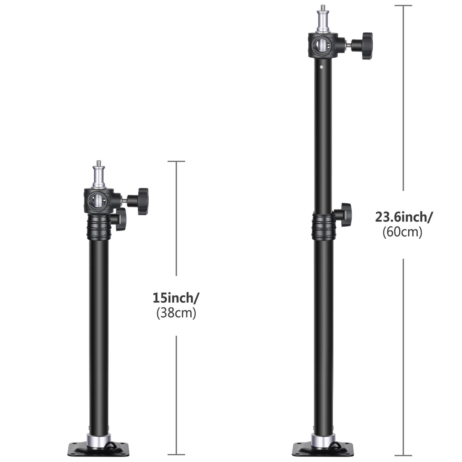 NEEWER ST-WM60 Adjustable Wall Mount Arm is adjustable from 15 inches to 23.6 inches.