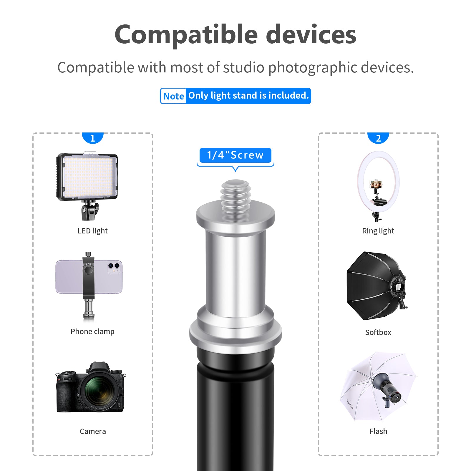 Compatible devices of the NEEWER ST-200 200cm Photography Light Stand