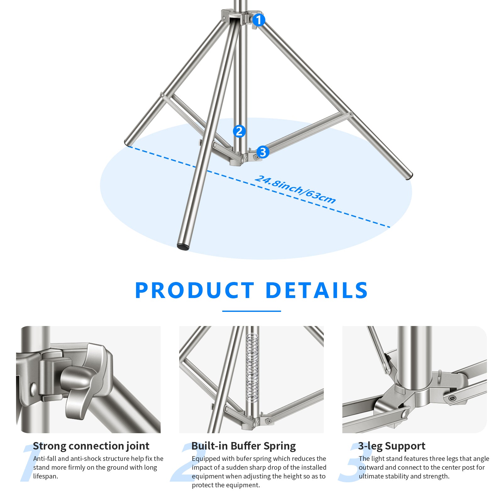 Product details of the NEEWER 200cm Haevy Duty Light Stand