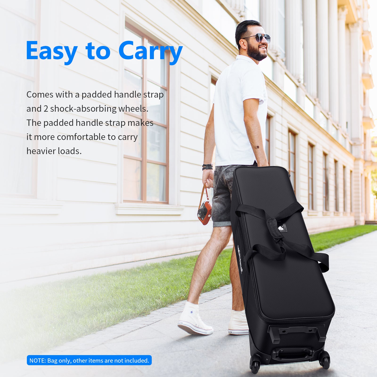 NEEWER Studio Carrying Bag with Wheels is easy to carry.