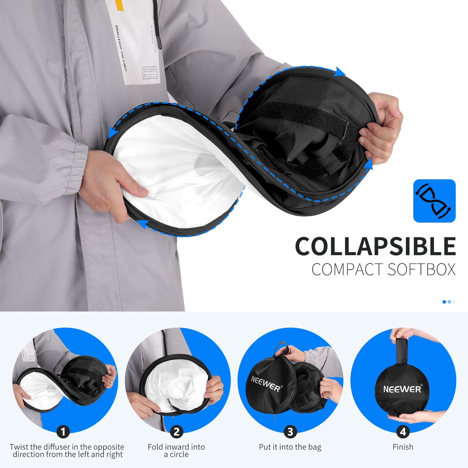 Collapsible compact softbox