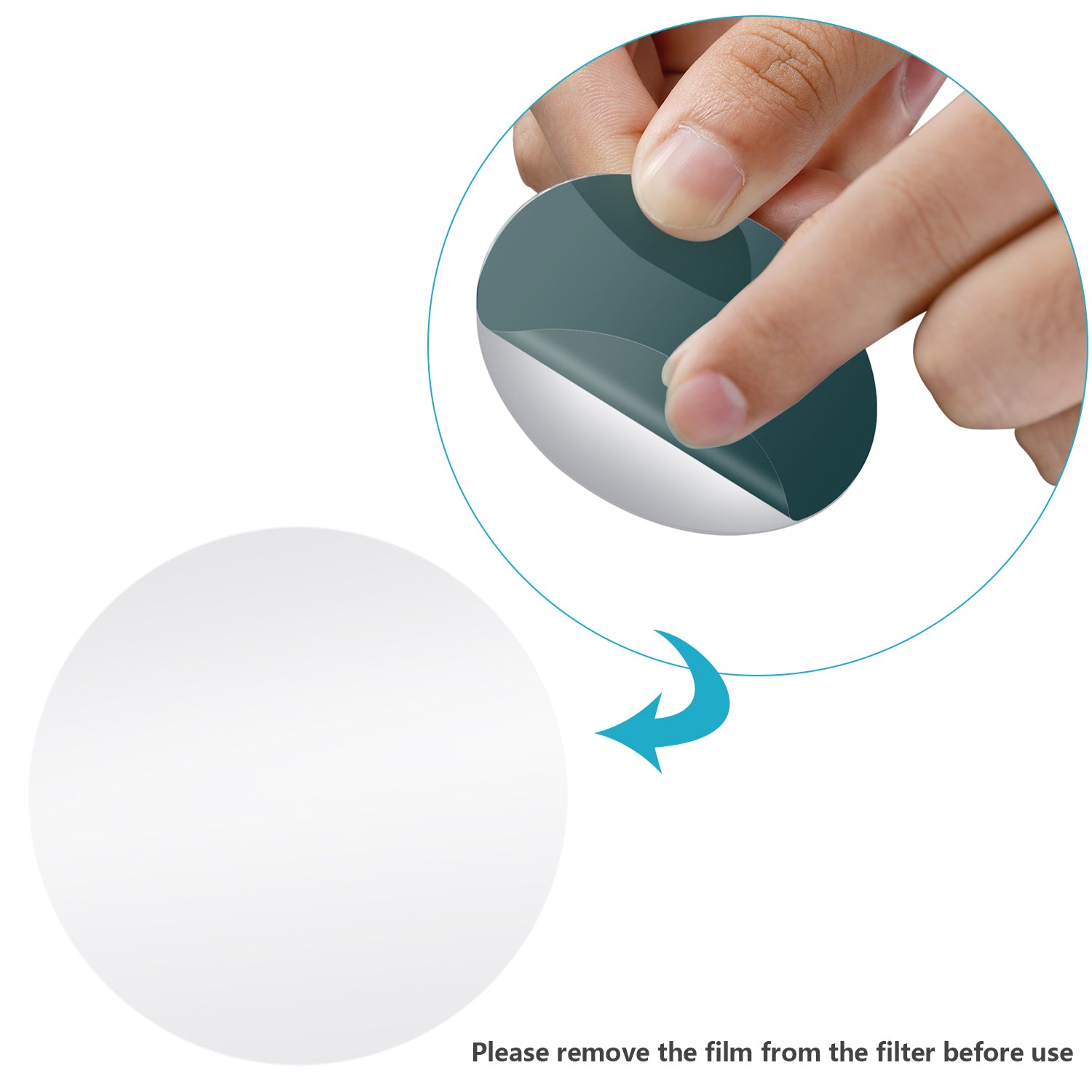 Please remove the film from the filter before use.