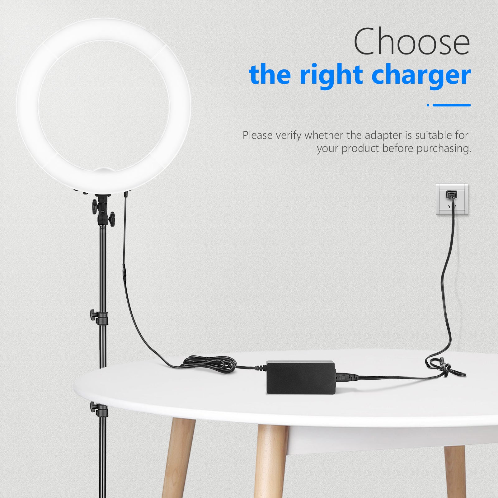 Neewer Photography AC 110V to DC 15V 2.0mm X 5.5mm Power Adapter with Power Cable