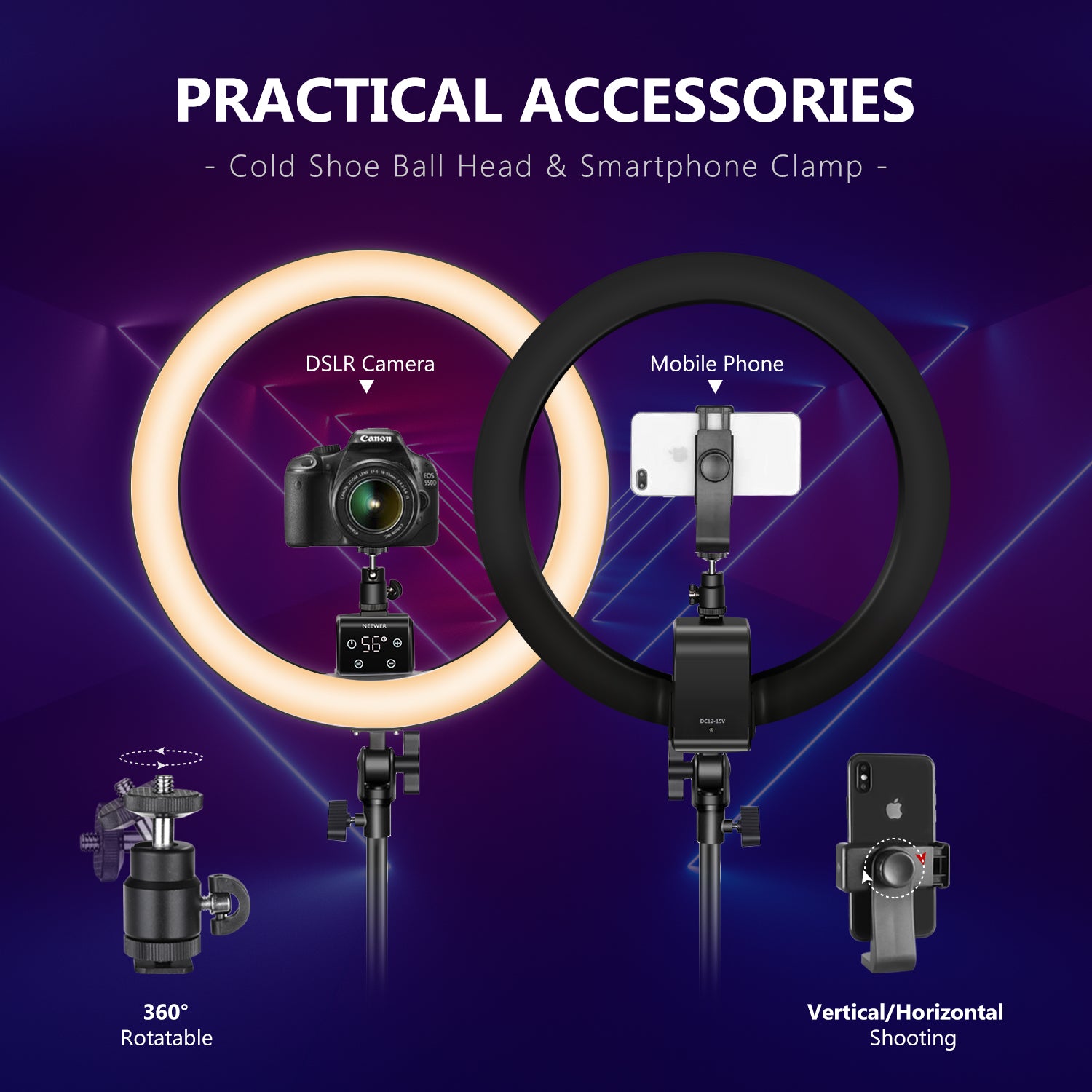 Accessories of the NEEWER SRP18-2.4G 18-inch LED Ring Light