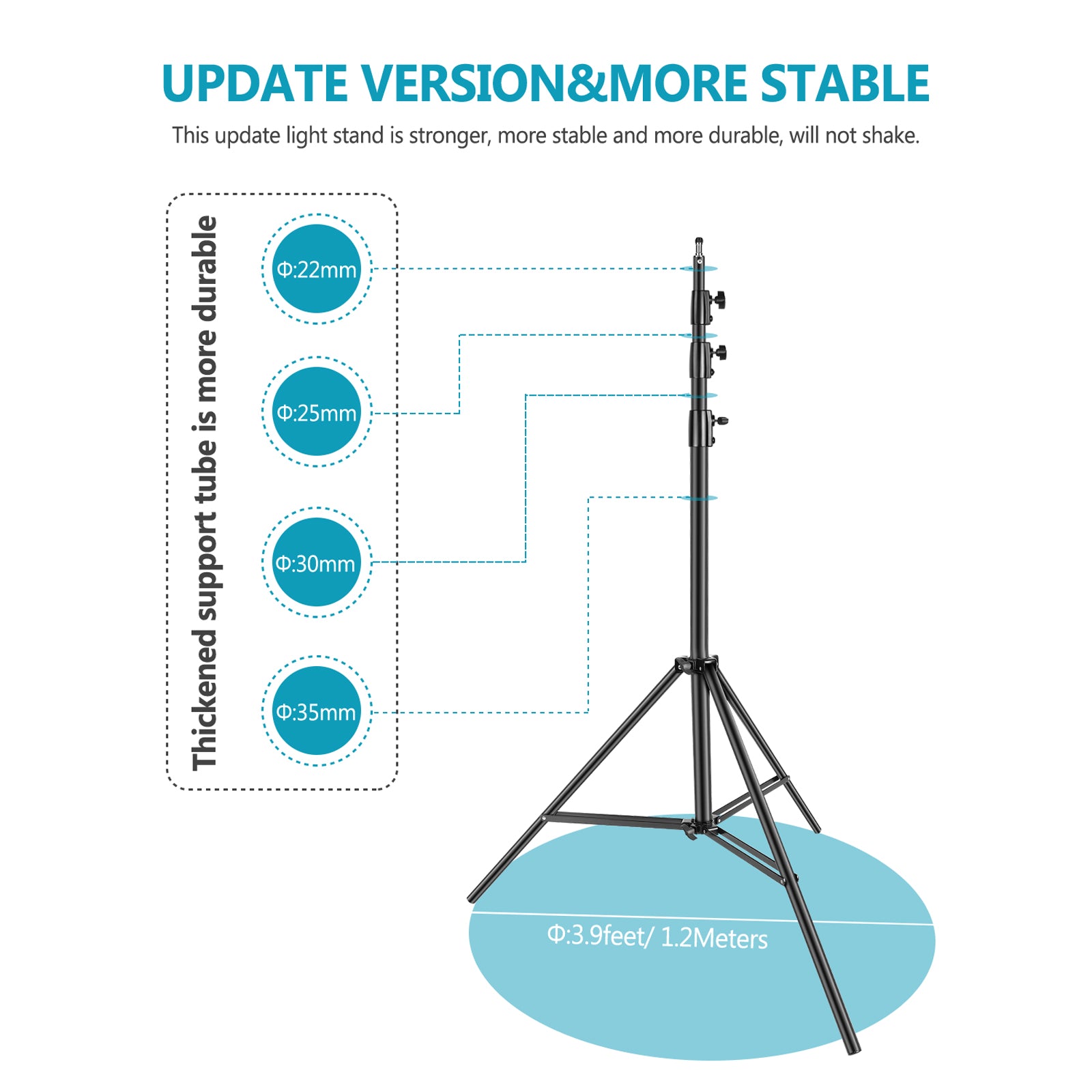 NEEWER ST-400SP Lightweight & Flexible Light Stand is more stable.