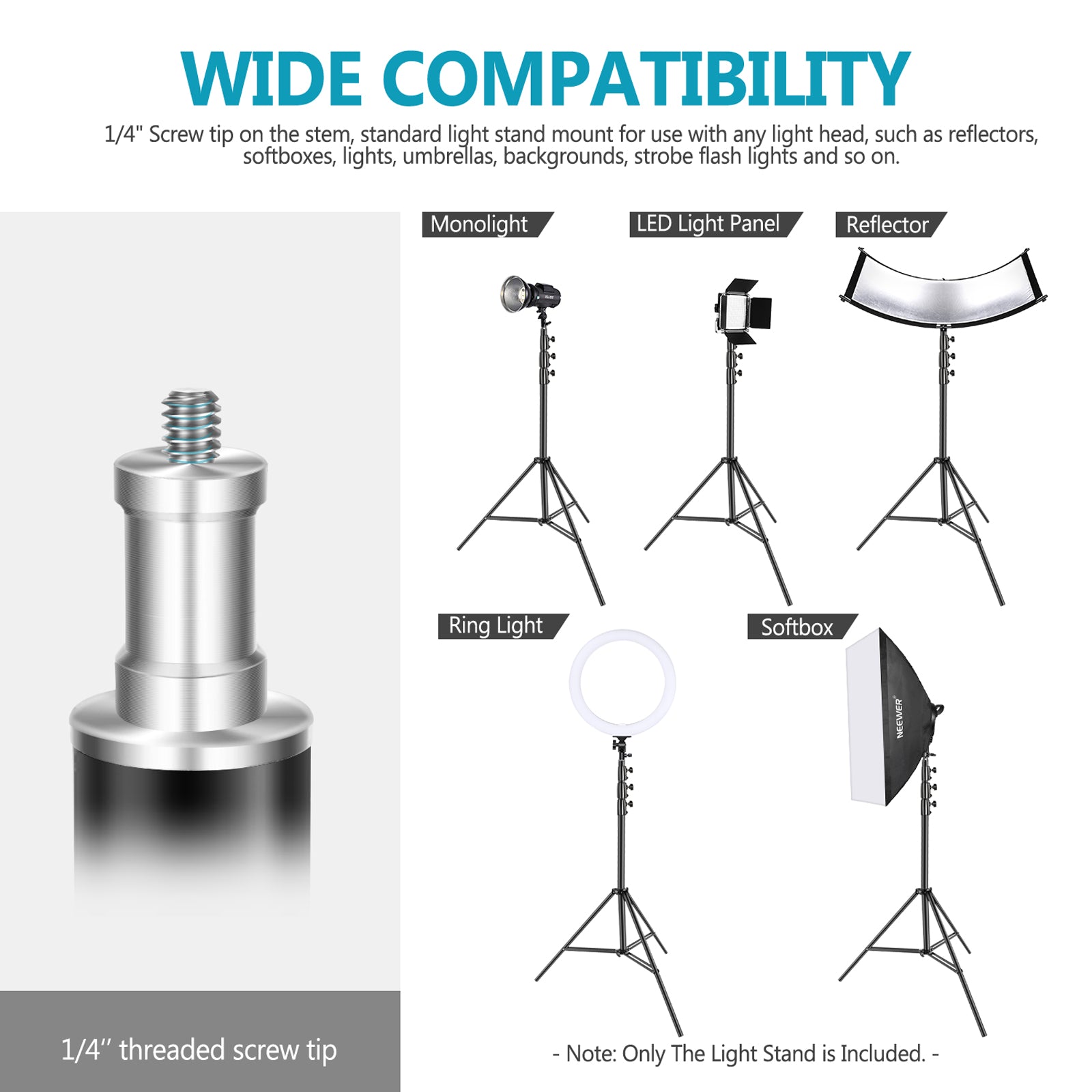 Wide Compatibility of the NEEWER 400cm Flexible Light Stand