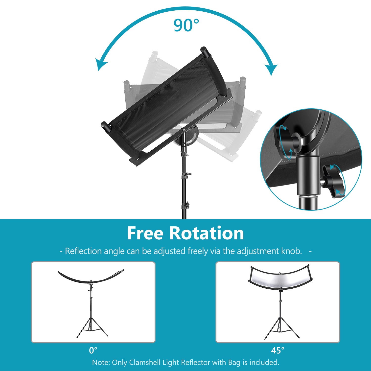 The swivel stand mount can directly snap on the back of the frame and tilt up and down for desired reflection angles.