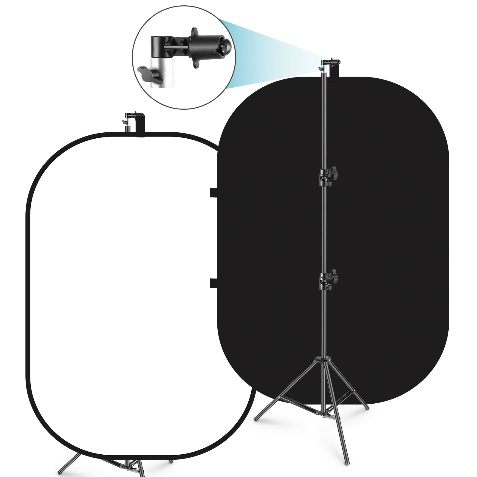 NEEWER 1.5x2M 2-in-1 Portable Black&White Backdrop with stand Kit