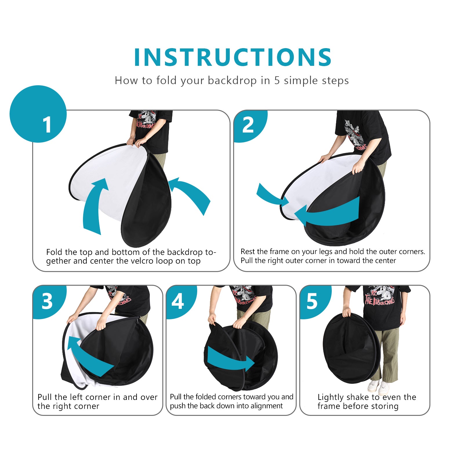 How to fold the NEEWER 1.5x2M 2-in-1 Portable Black&White Backdrop