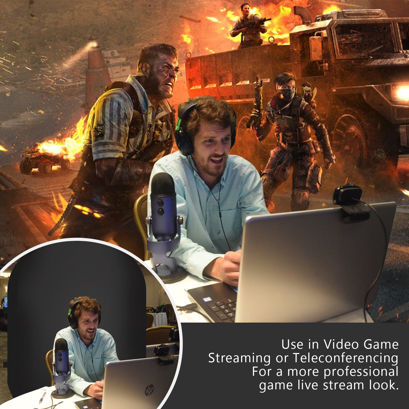 NEEWER 1.5x2M 2-in-1 Portable Black&White Backdrop can be used in video game streaming.