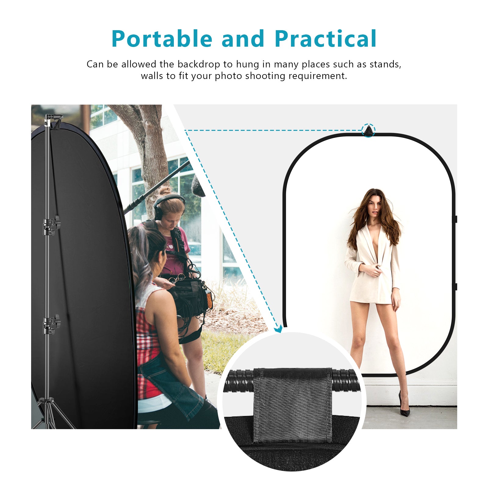 NEEWER 1.5x2M 2-in-1 Portable Black&White Backdrop is useful