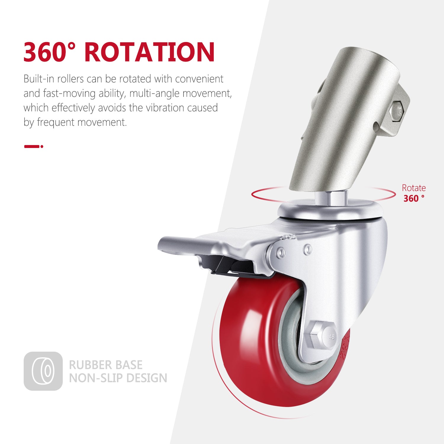 360° swivel joints allow you to rotate the casters
