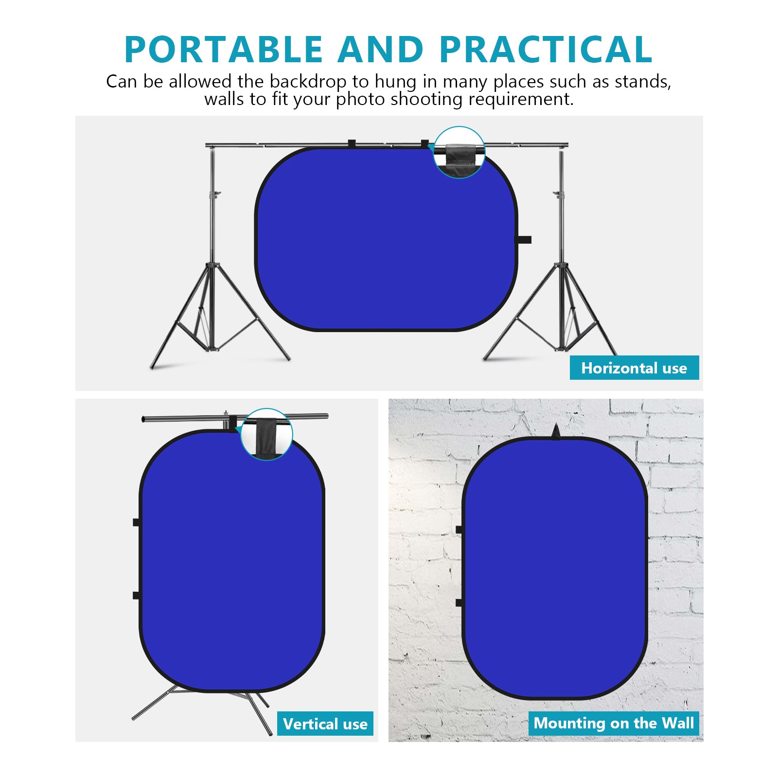 NEEWER 1.5x2m 2-in-1 Collapsible Blue&Grey Backdrop is portabl and practical.