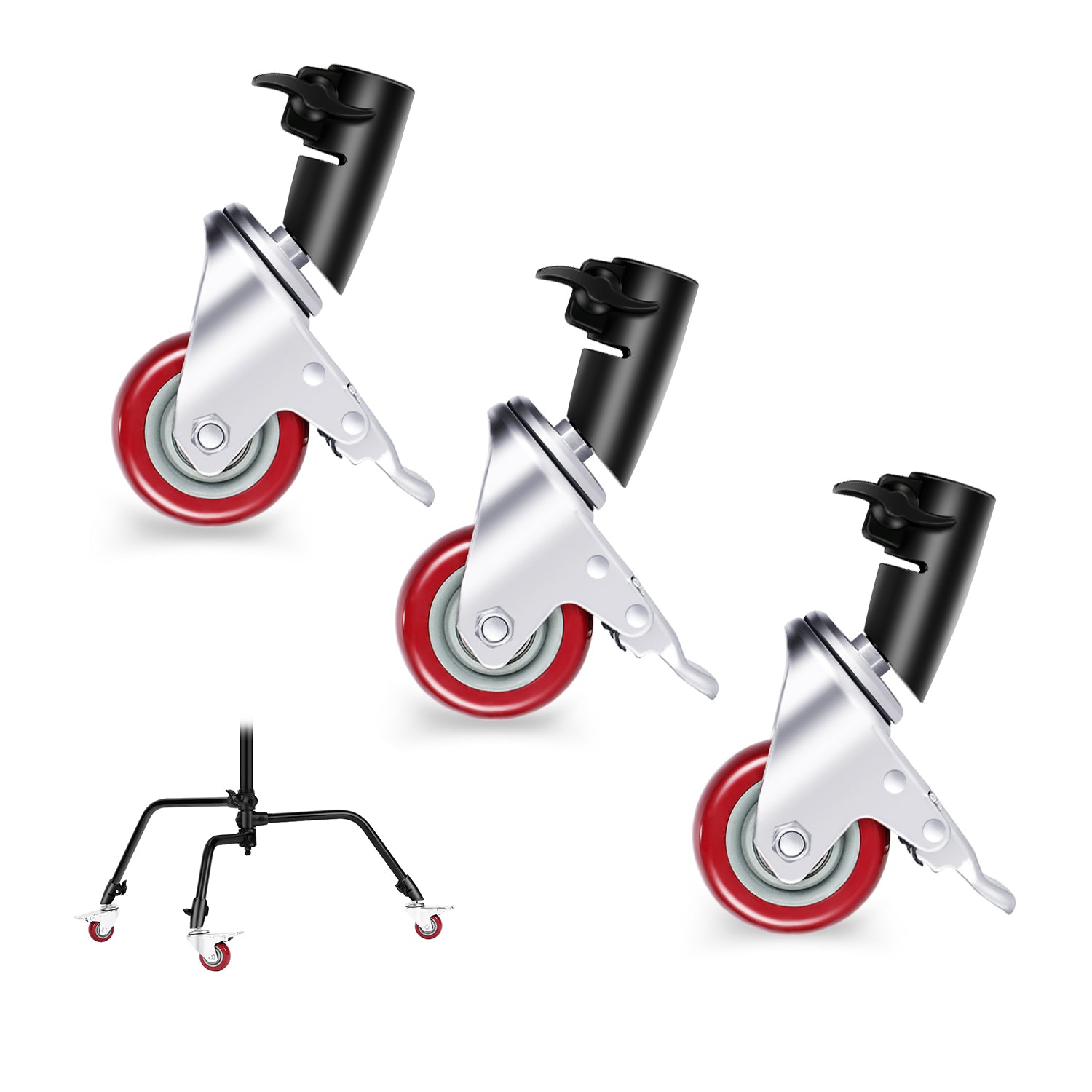 3 swivel casters