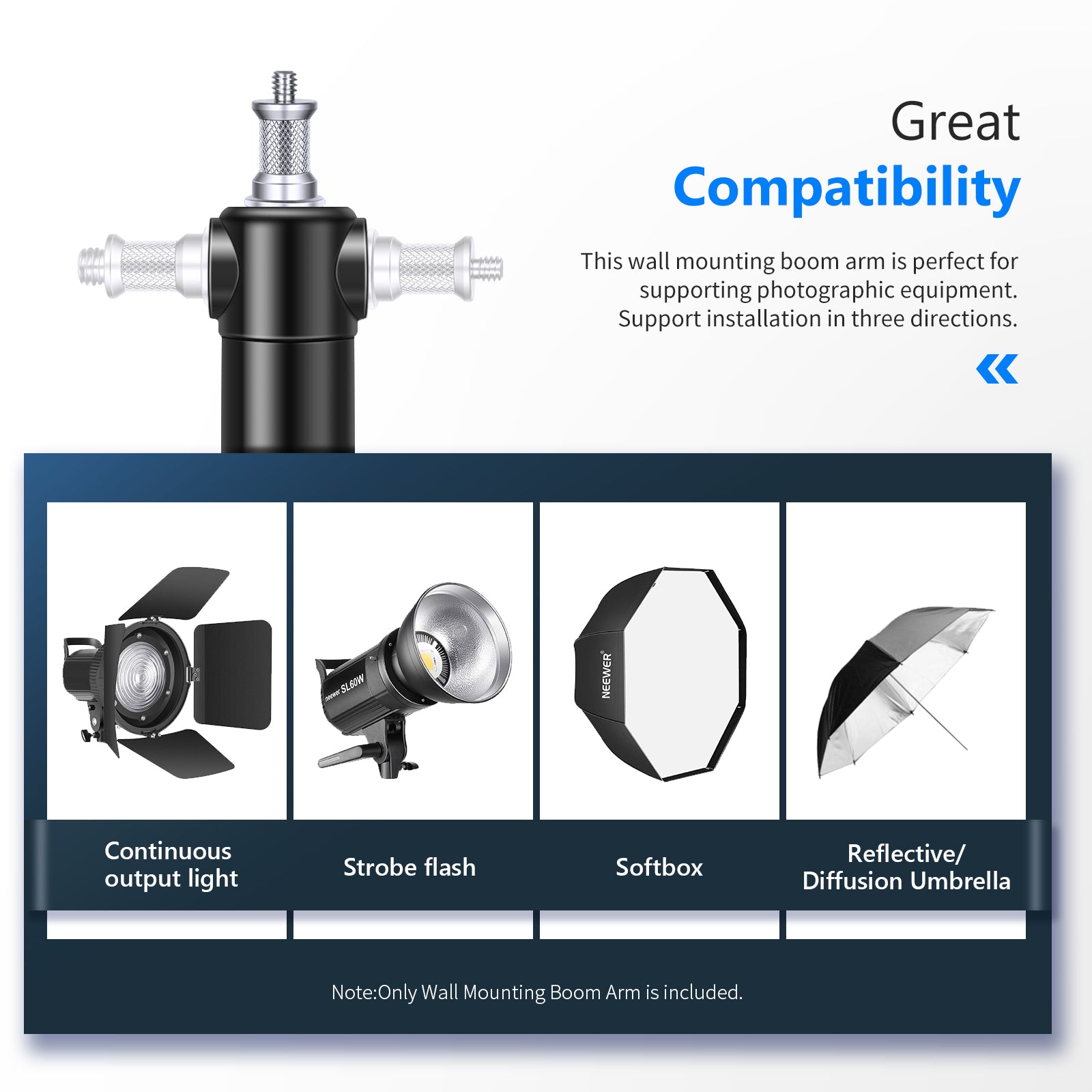 Wide Compatibility of the NEEWER 180CM Wall Boom Arm