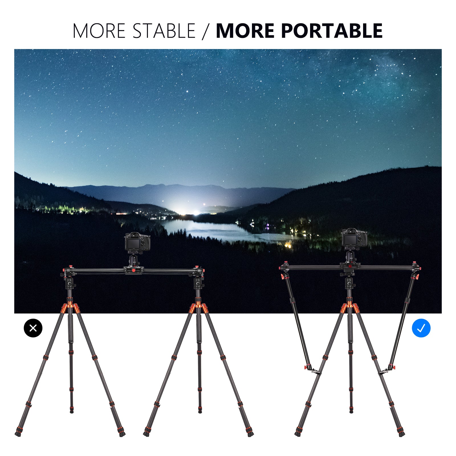 NEEWER Aluminum Alloy Camera Slider Support Arm is portable.