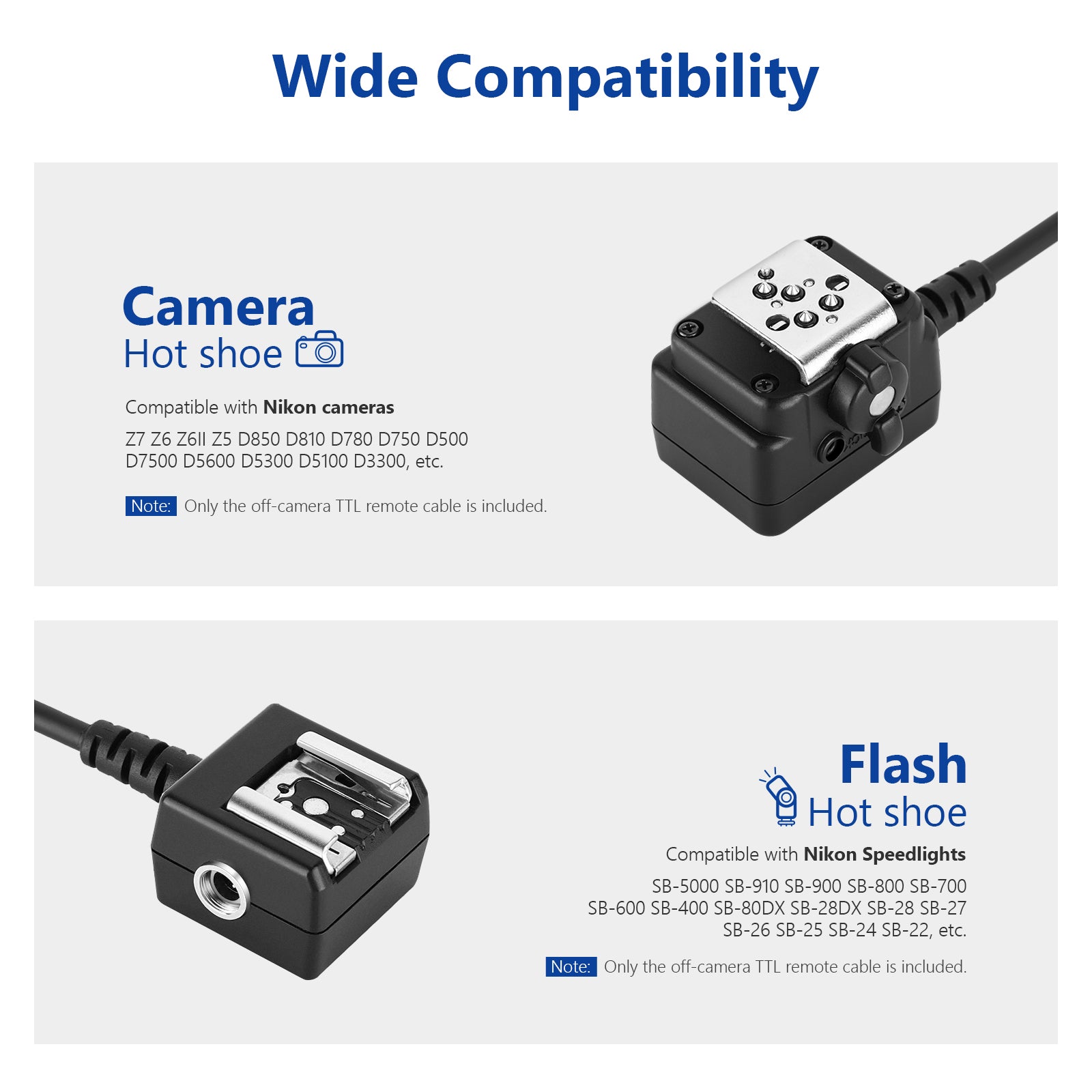 Wide Compatibility of the NEEWER TTL Off Camera Flash Speedlite Cord