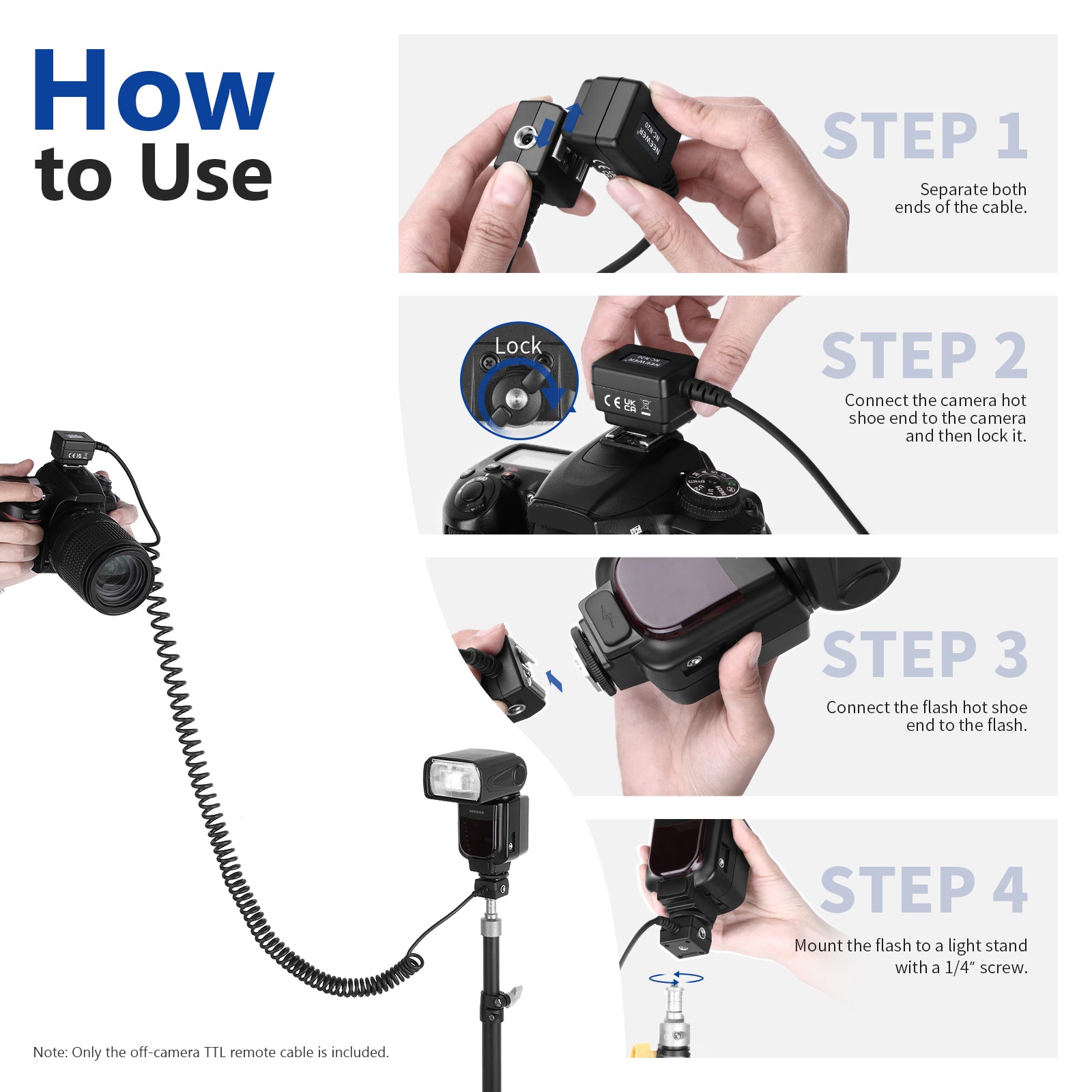 How to use NEEWER TTL Off Camera Flash Speedlite Cord