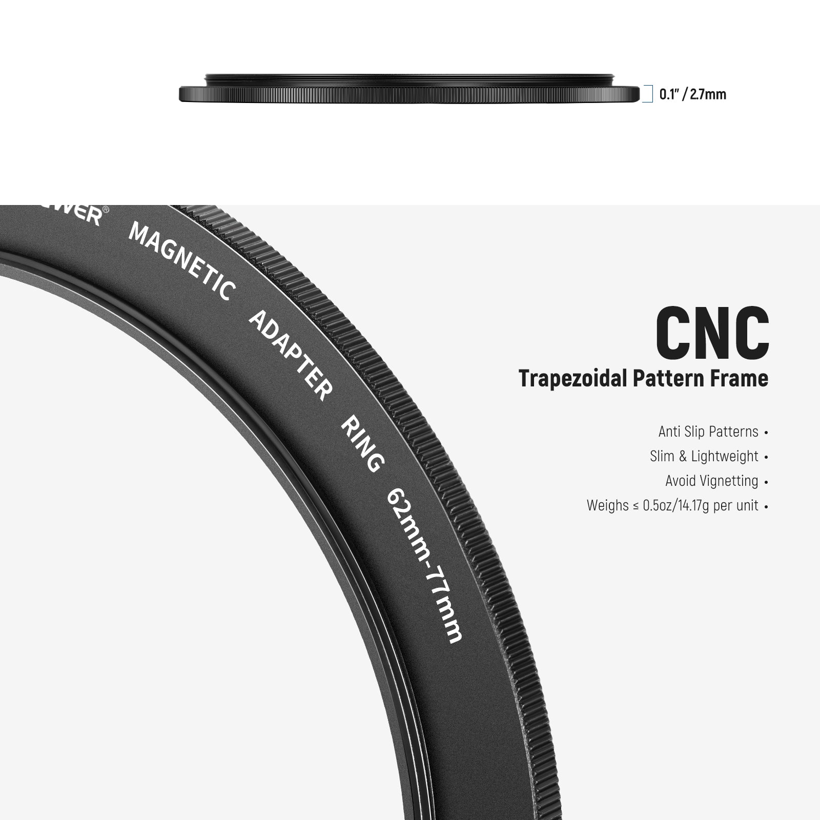 The adapter ring features a lightweight ultra-thin design,