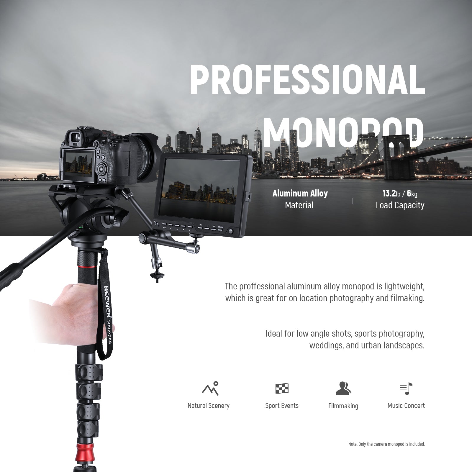 NEEWER GM76 Professional Camera Monopod is lightweight.