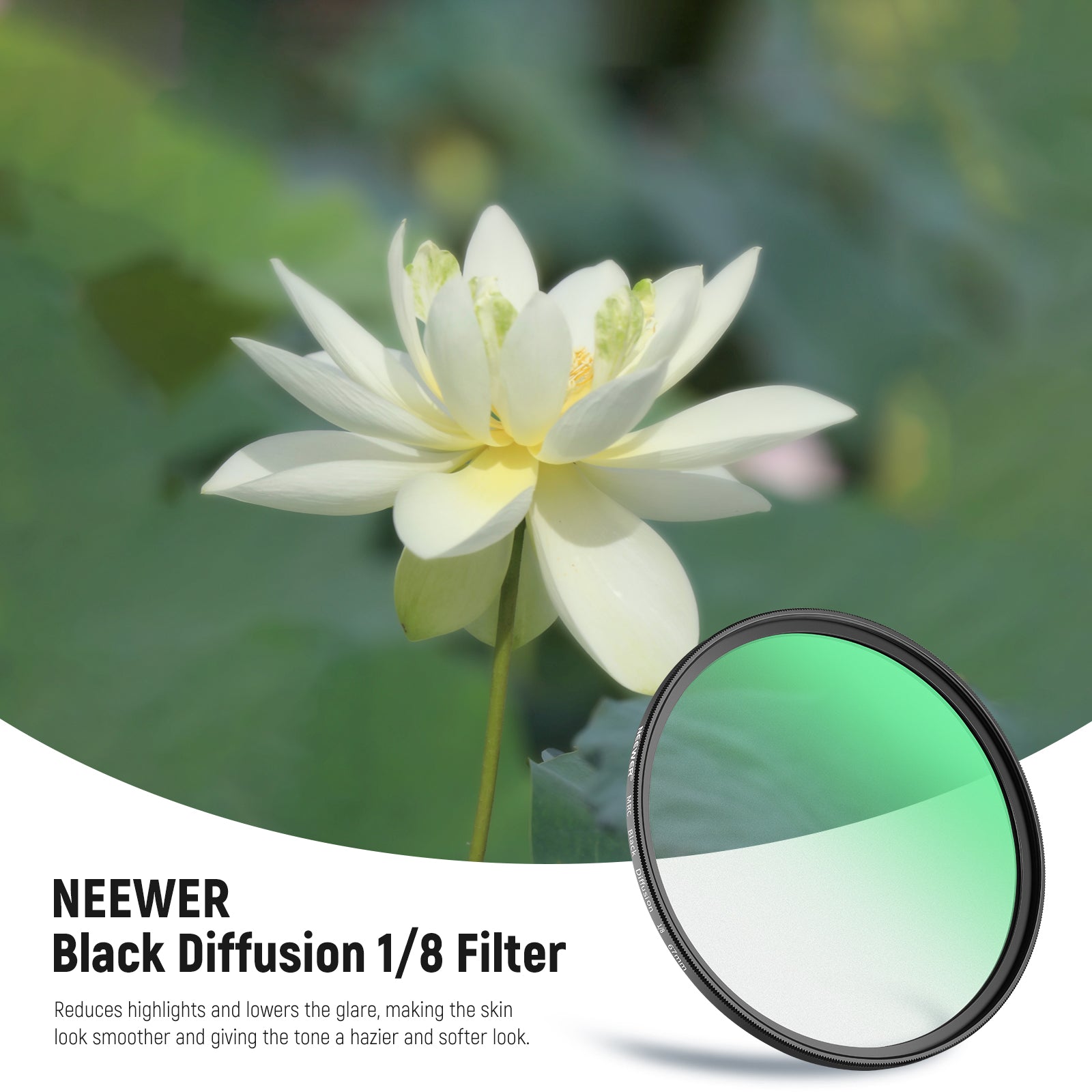 NEEWER Black Soft Diffusion 1/8 Filter