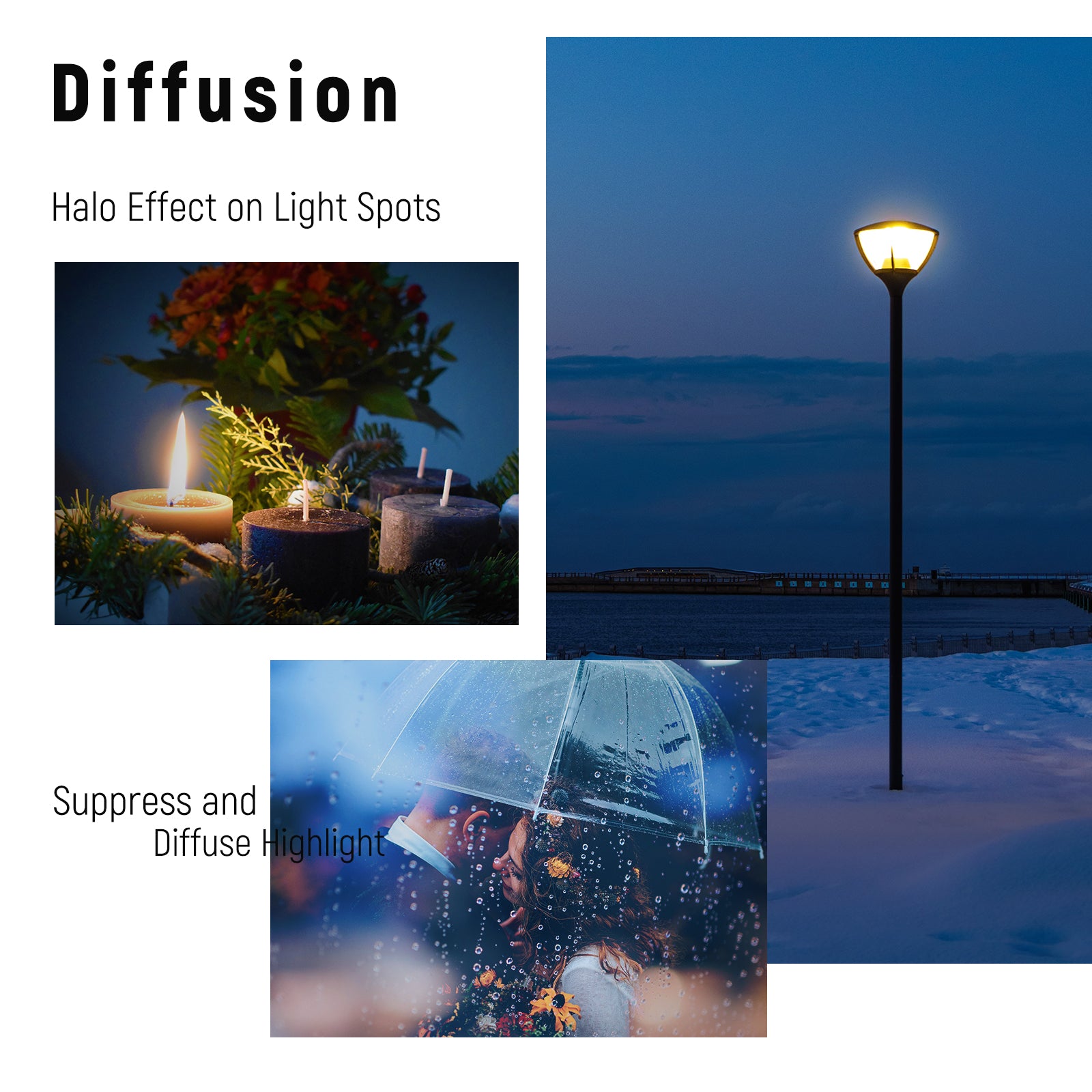 NEEWER Black Soft Diffusion 1/8 Lens Filter can surely reduce highlights and lower the glare.