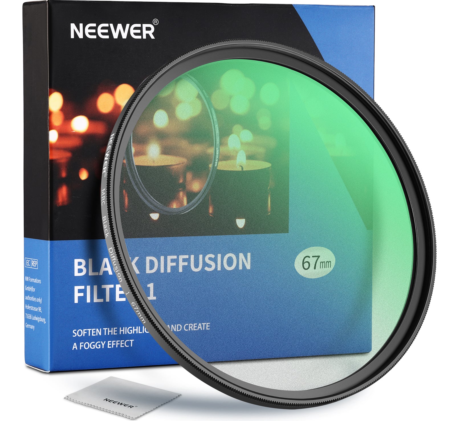 NEEWER Black Pro-Mist 1 Filter Dream Cinematic Effect Camera Ultra-Slim Filter