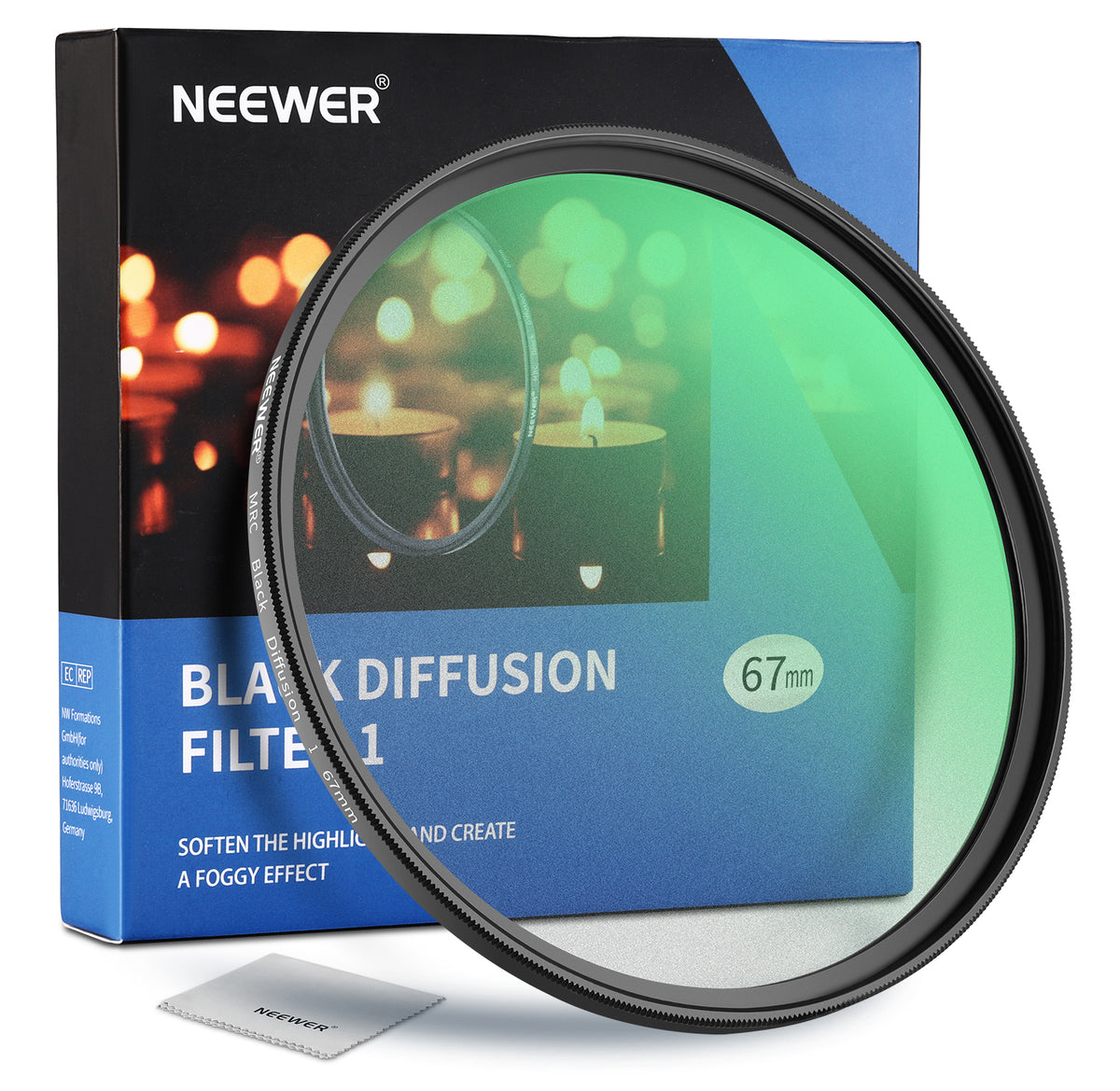 NEEWER Black Pro-Mist 1 Filter Dream Cinematic Effect Camera Ultra-Slim Filter
