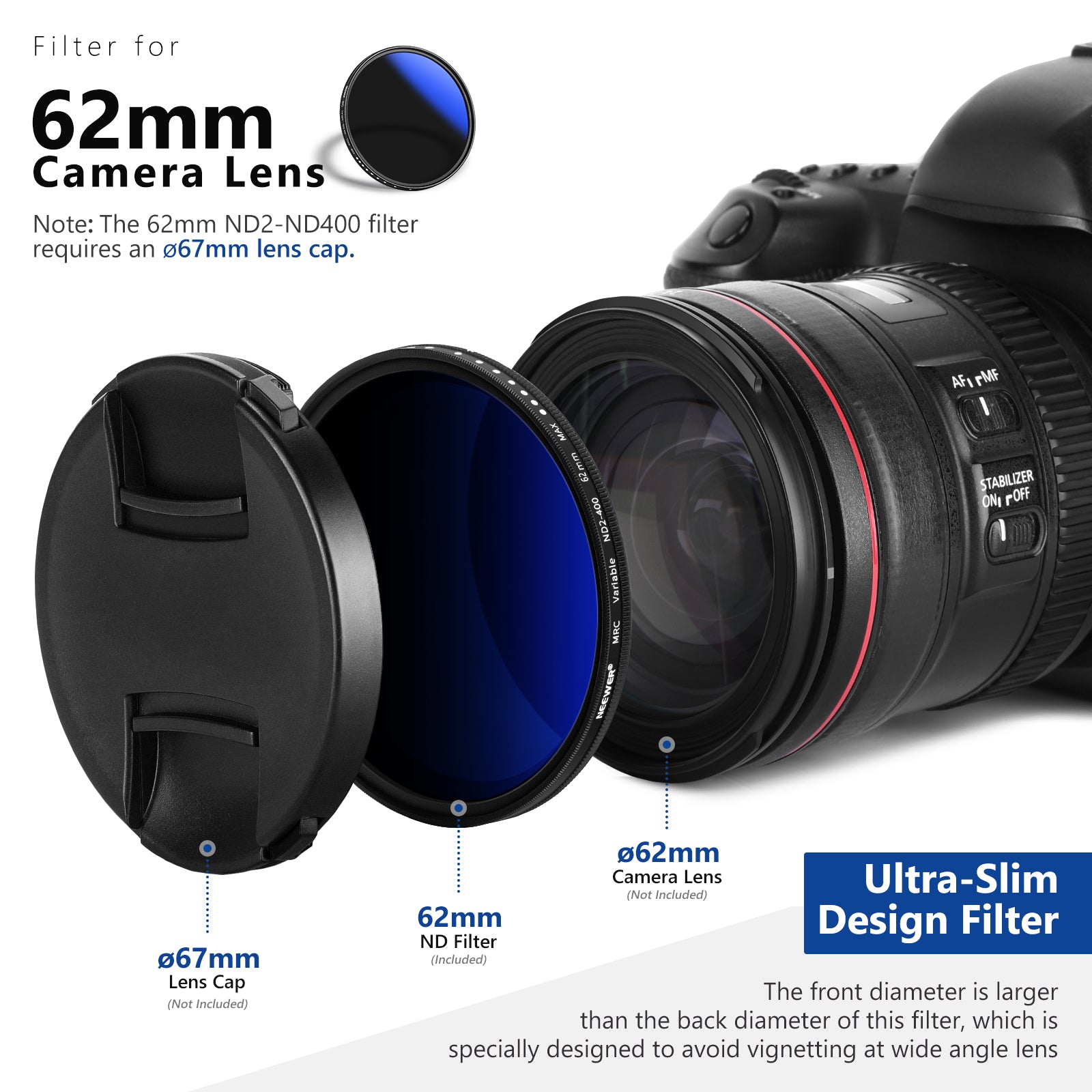 NEEWER Ultra Slim ND2-ND400 Variable ND Filter
