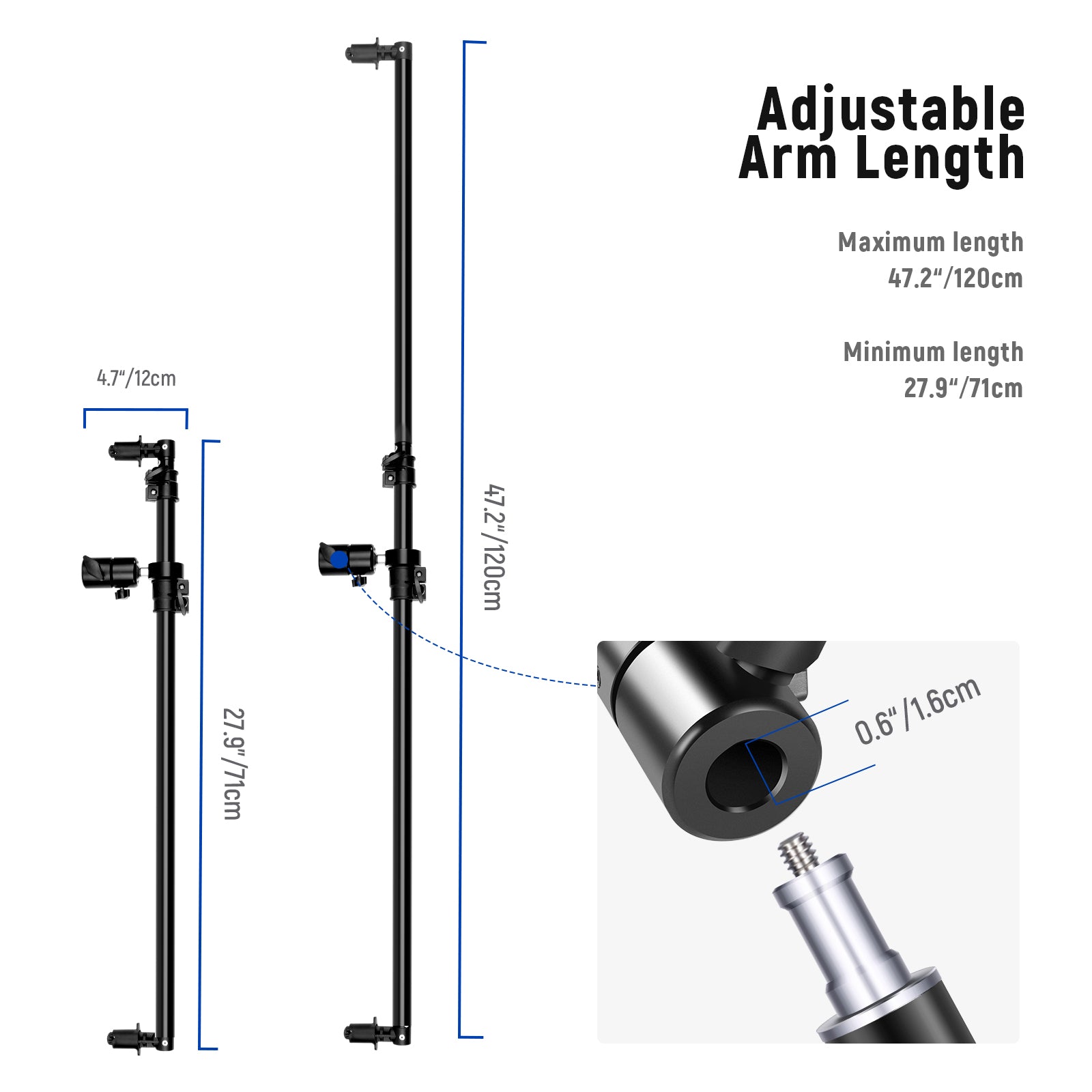 The boom arm features a telescopic design