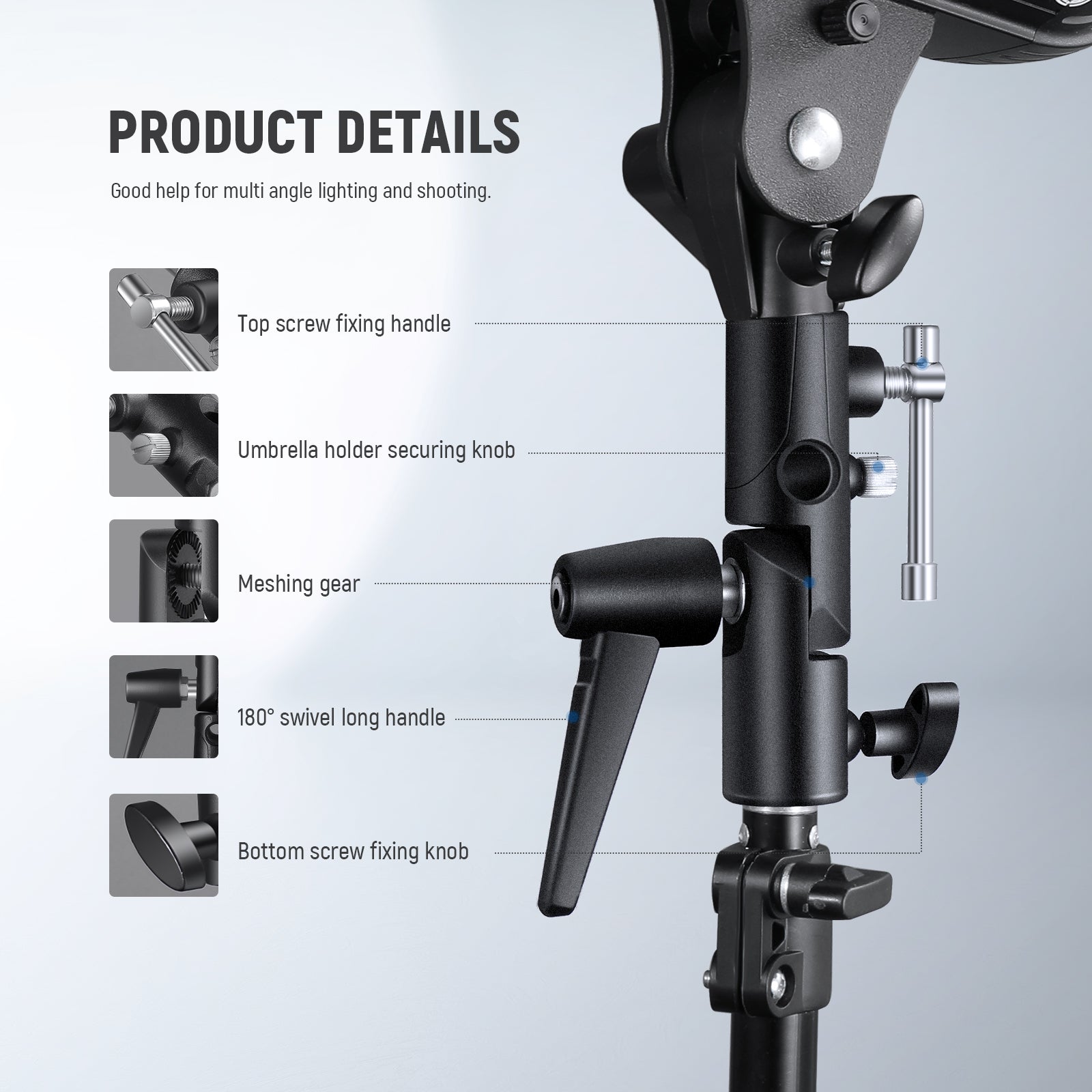 Product details of the NEEWER H-Type Mount Camera Flash Bracket