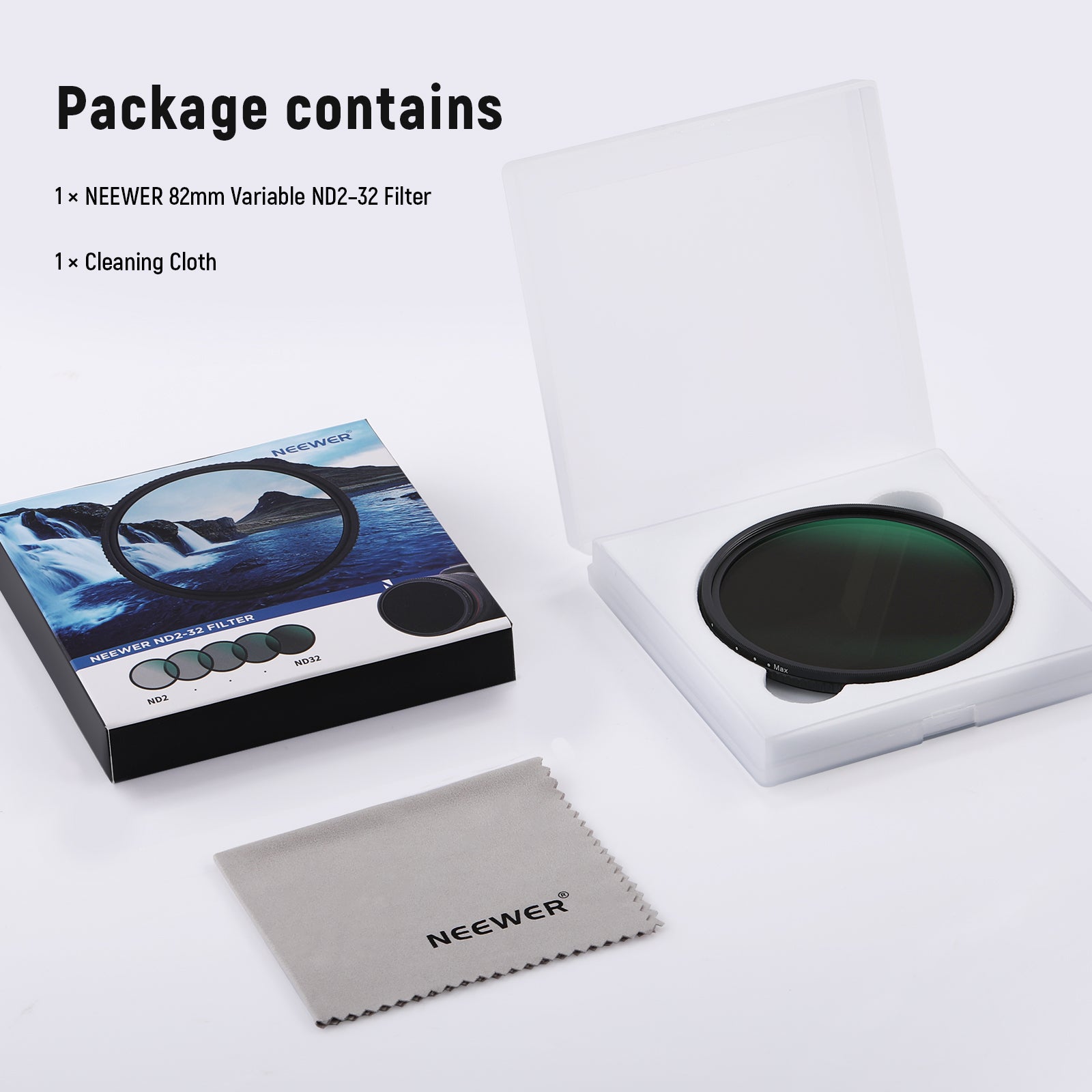 Package Contents of the NEEWER ND2-ND32 Variable ND Filter Kit