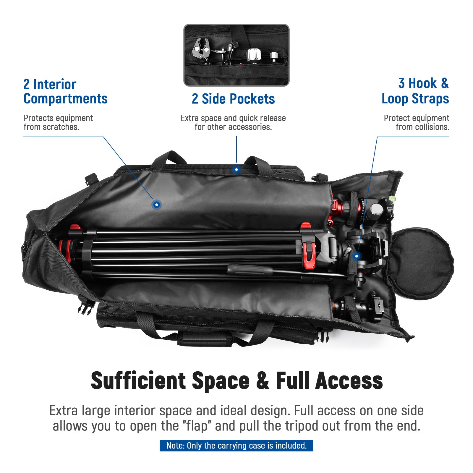 NEEWER 39" Tripod Carrying Case features extra large interior space and ideal design.