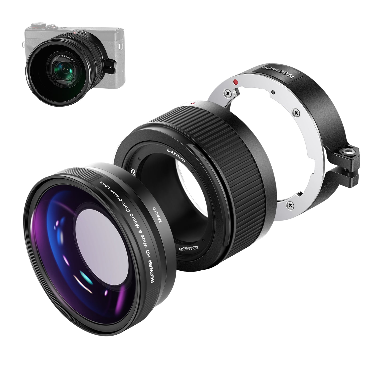 NEEWER 2-in-1 10x Macro&Wide Angle Lens for Canon G7X Mark III