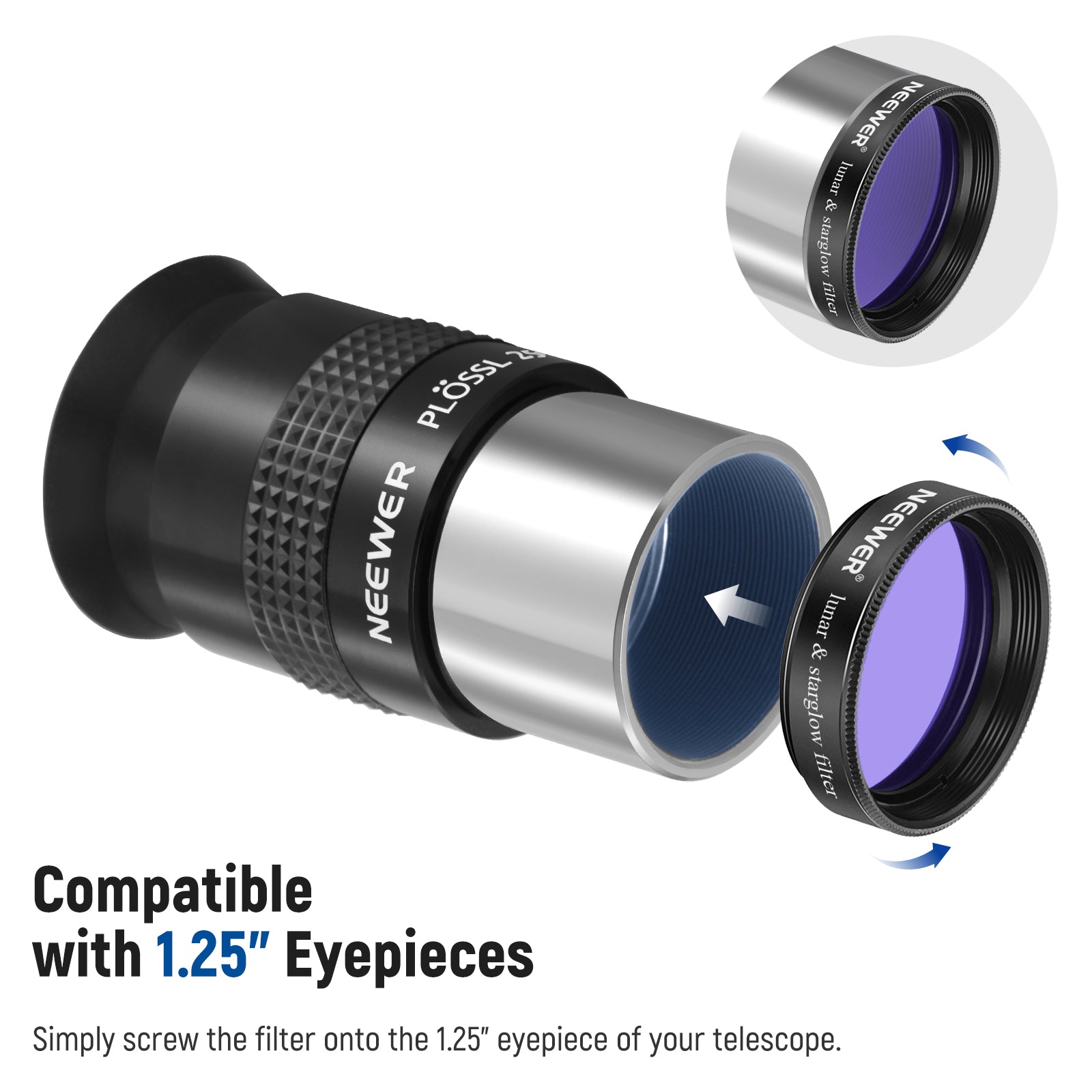 These filters is compatible with 1.25” eyepieces.