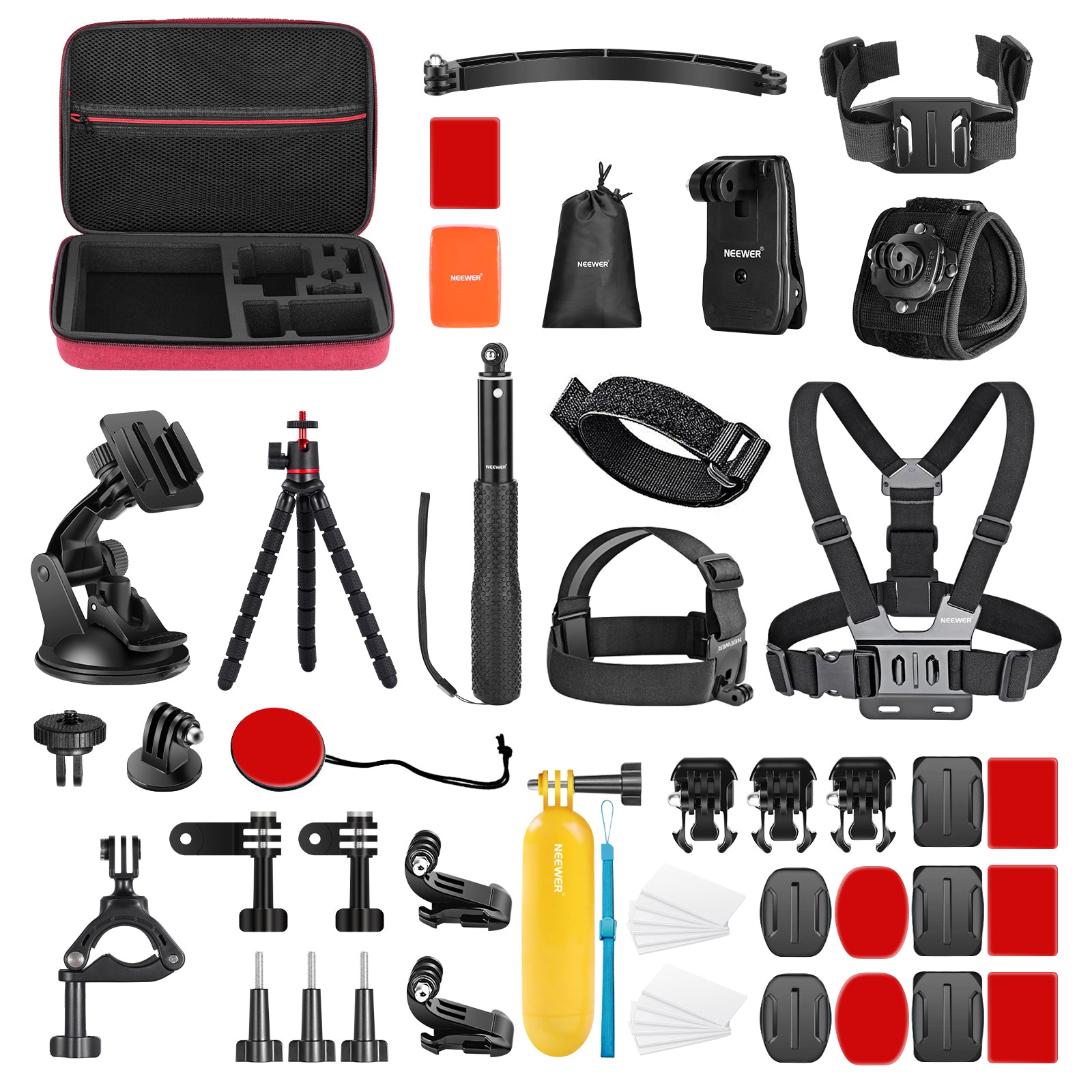 NEEWER Red 50 in 1 Action Camera Accessory Kit