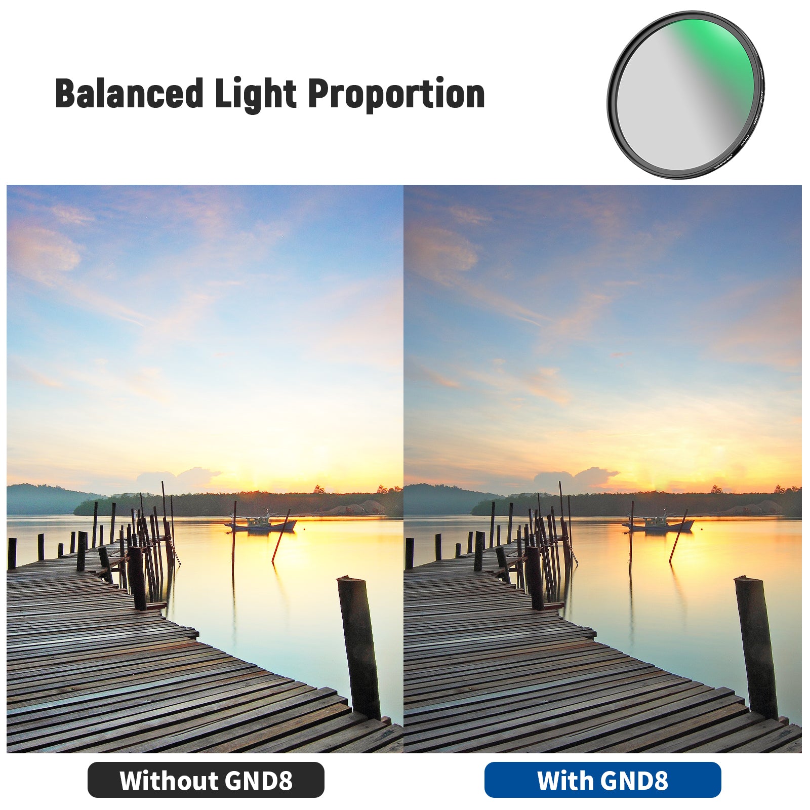 The GND8 filter can reduce the amount of light entering your camera sensor by 3 stops