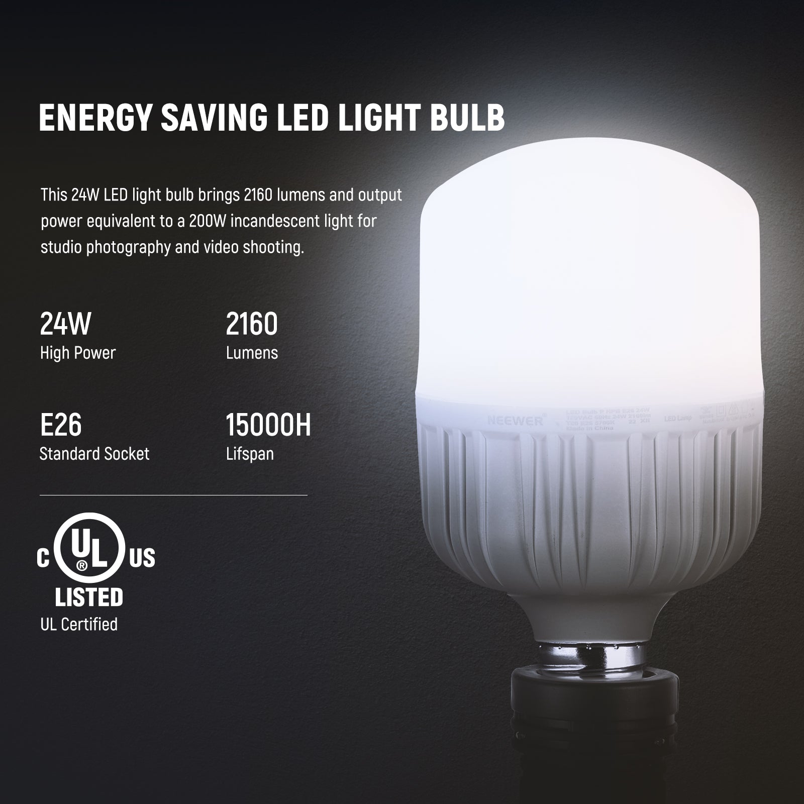 This 24W LED light bulb brings 2160 lumens
