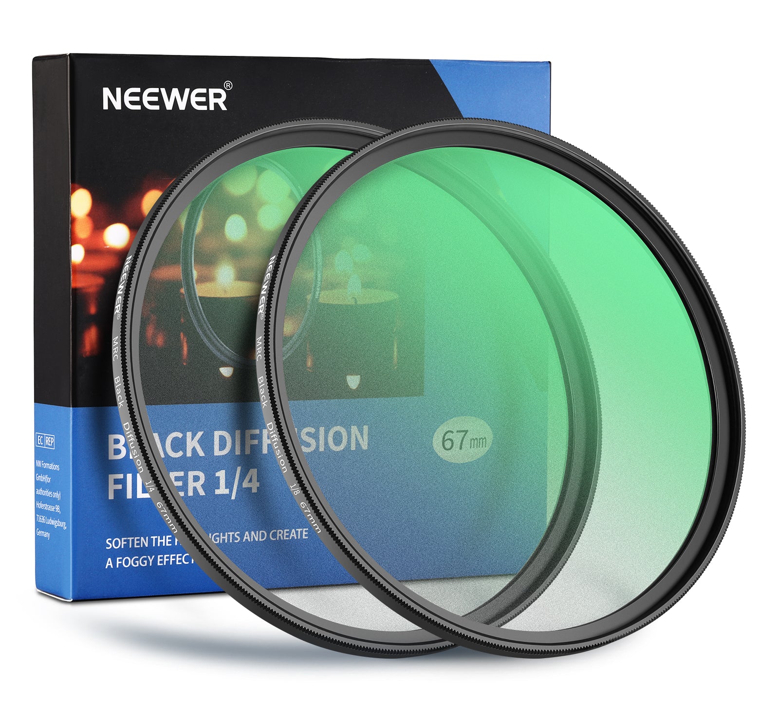 NEEWER 1/4 & 1/8 Black Diffuser Lens Filter Kit