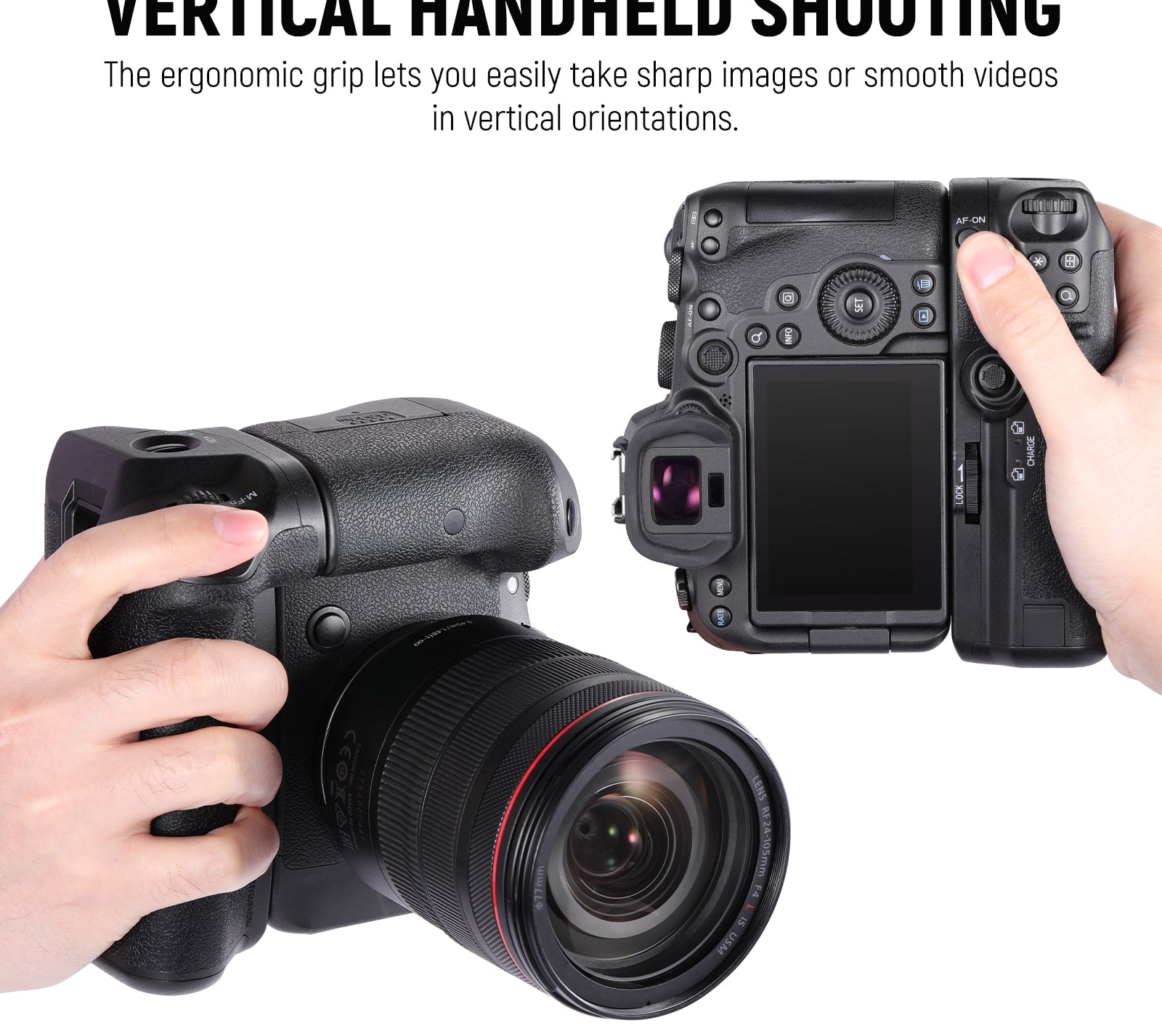 NEEWER BG-R10 Replacement Battery Grip is ideal for vertical handheld shooting.