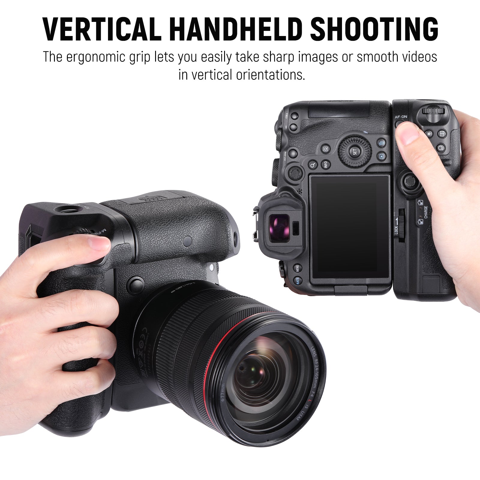 NEEWER BG-R10 Replacement Battery Grip is ideal for vertical handheld shooting.