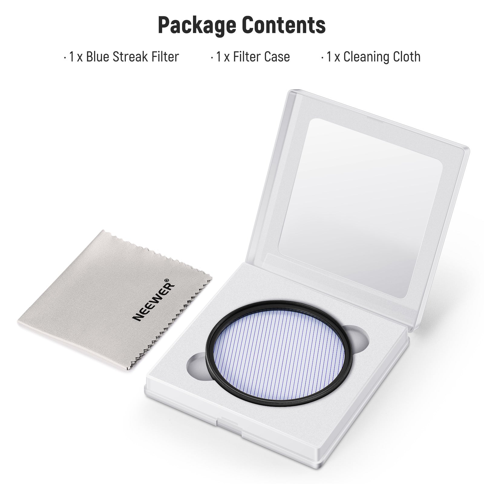 Package Contents of the NEEWER HD Blue Streak Lens Filter
