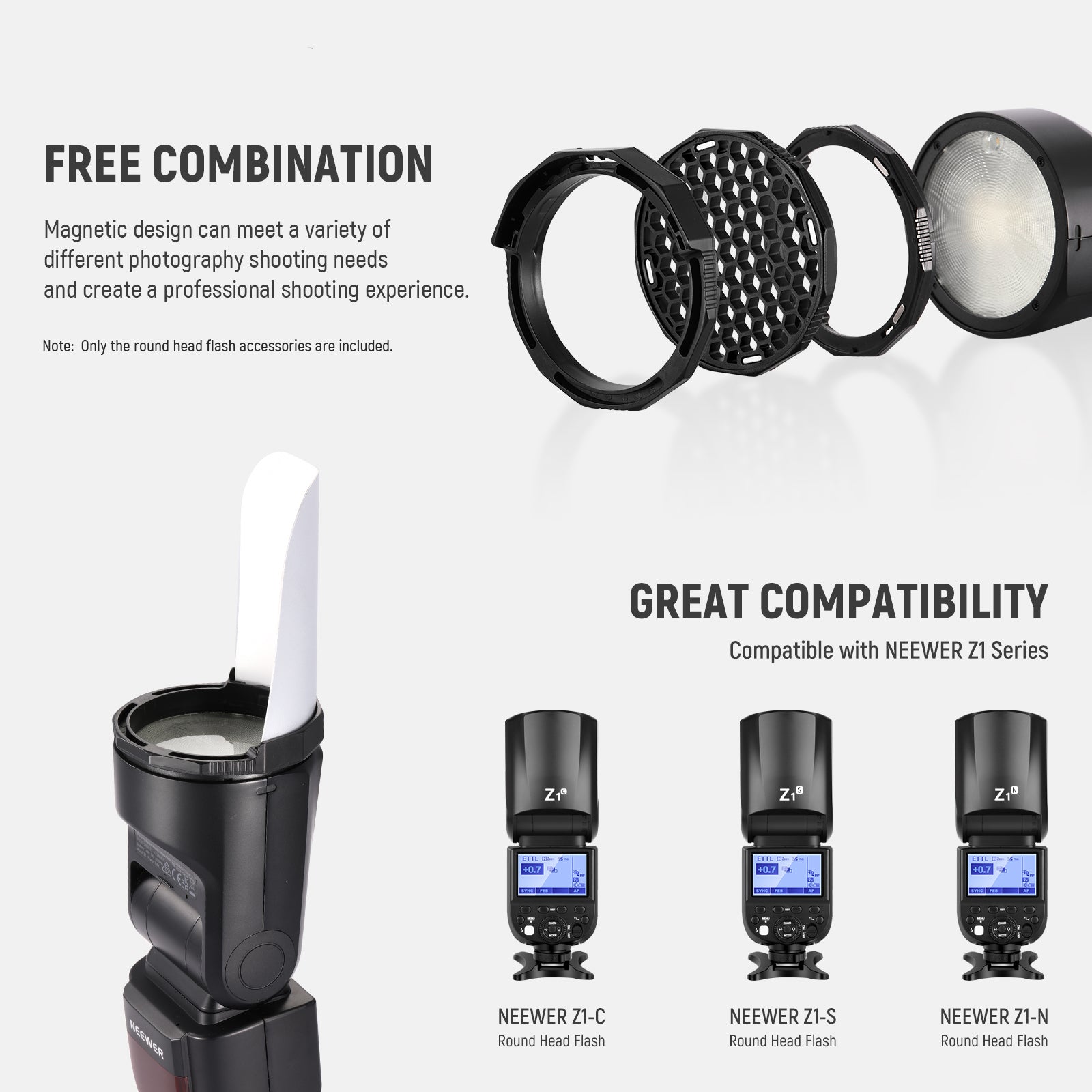 Wide Compatibility of the NEEWER Round Head Flash Accessories Kit
