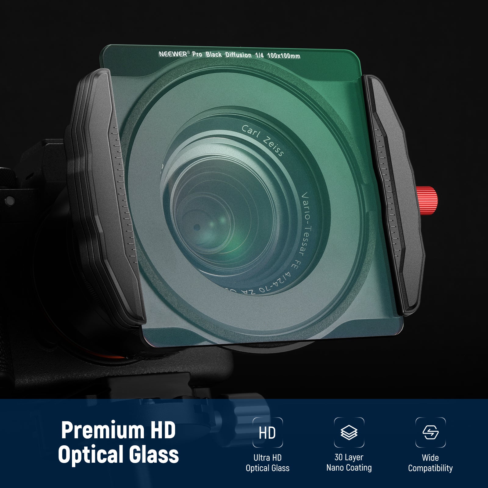 This square lens filter is made of HD optical glass.