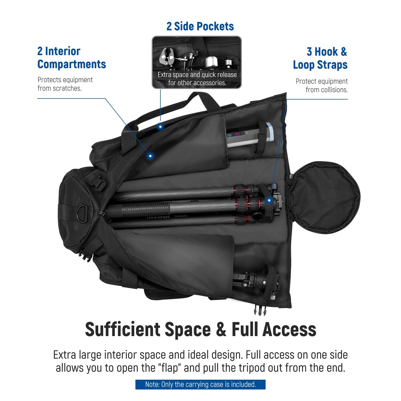 NEEWER 24" Tripod Case has sufficient space.