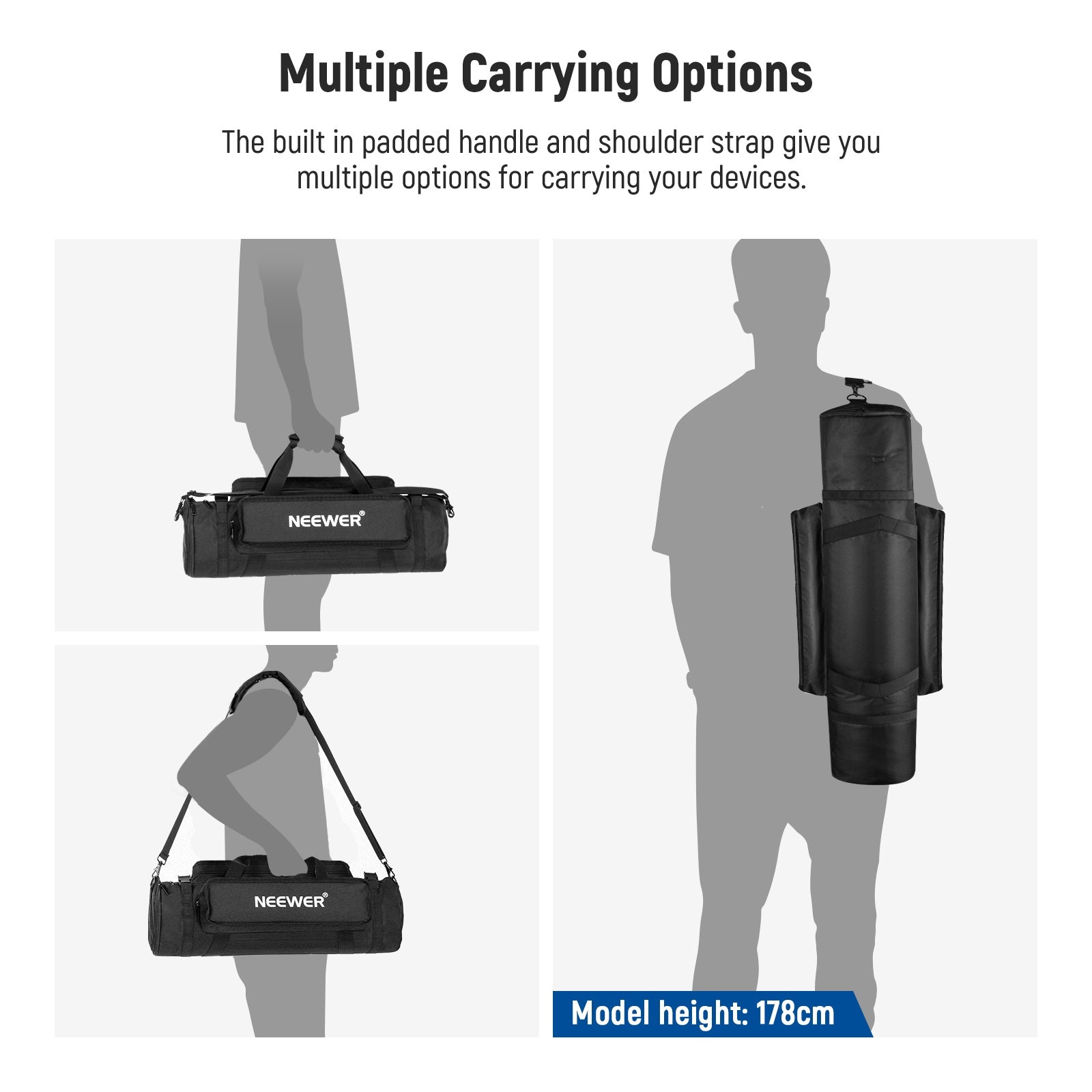 The built-in padded handle and shoulder strap give you multiple carrying options.