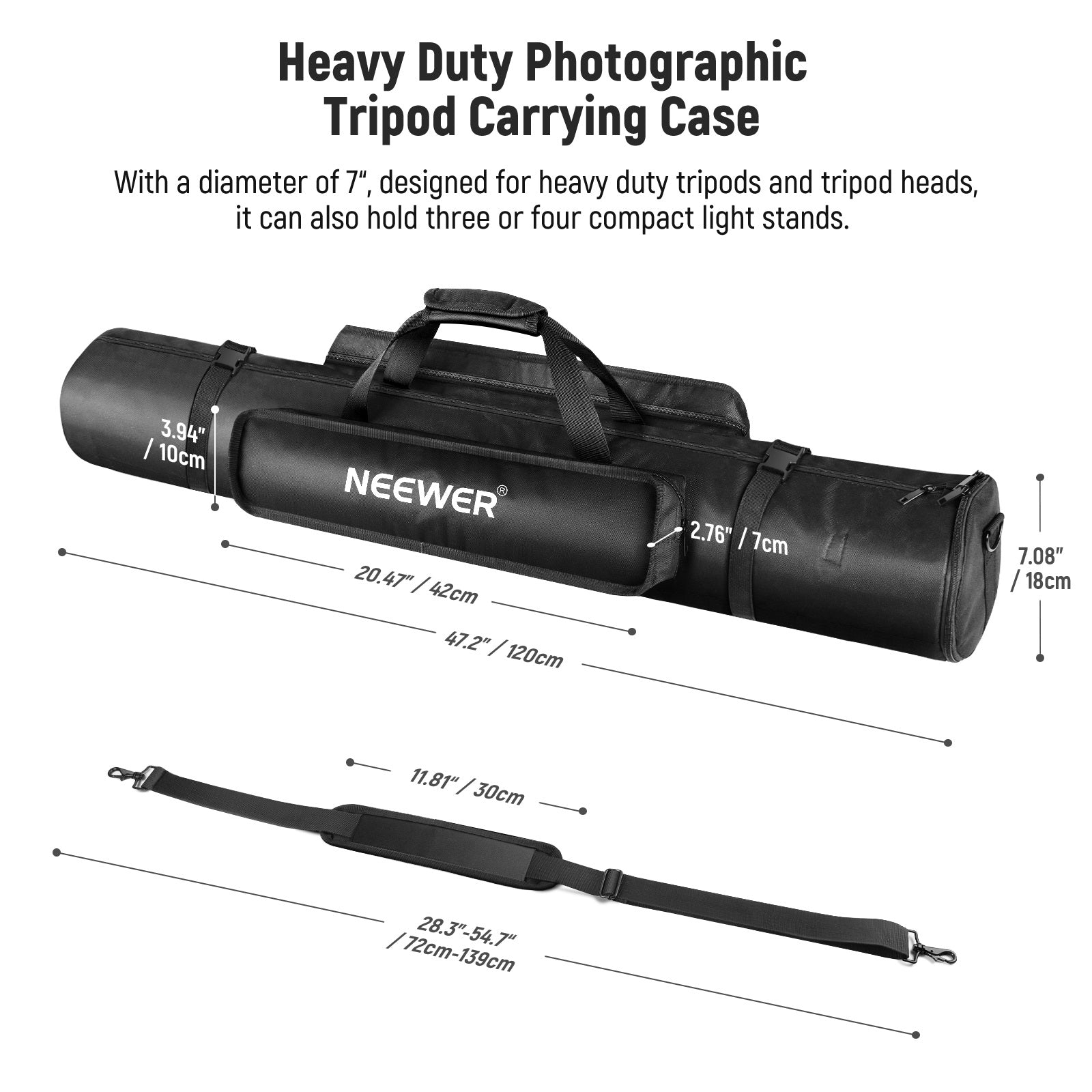 NEEWER 1.2m Tripod Carrying Case can hold four compact light stands.