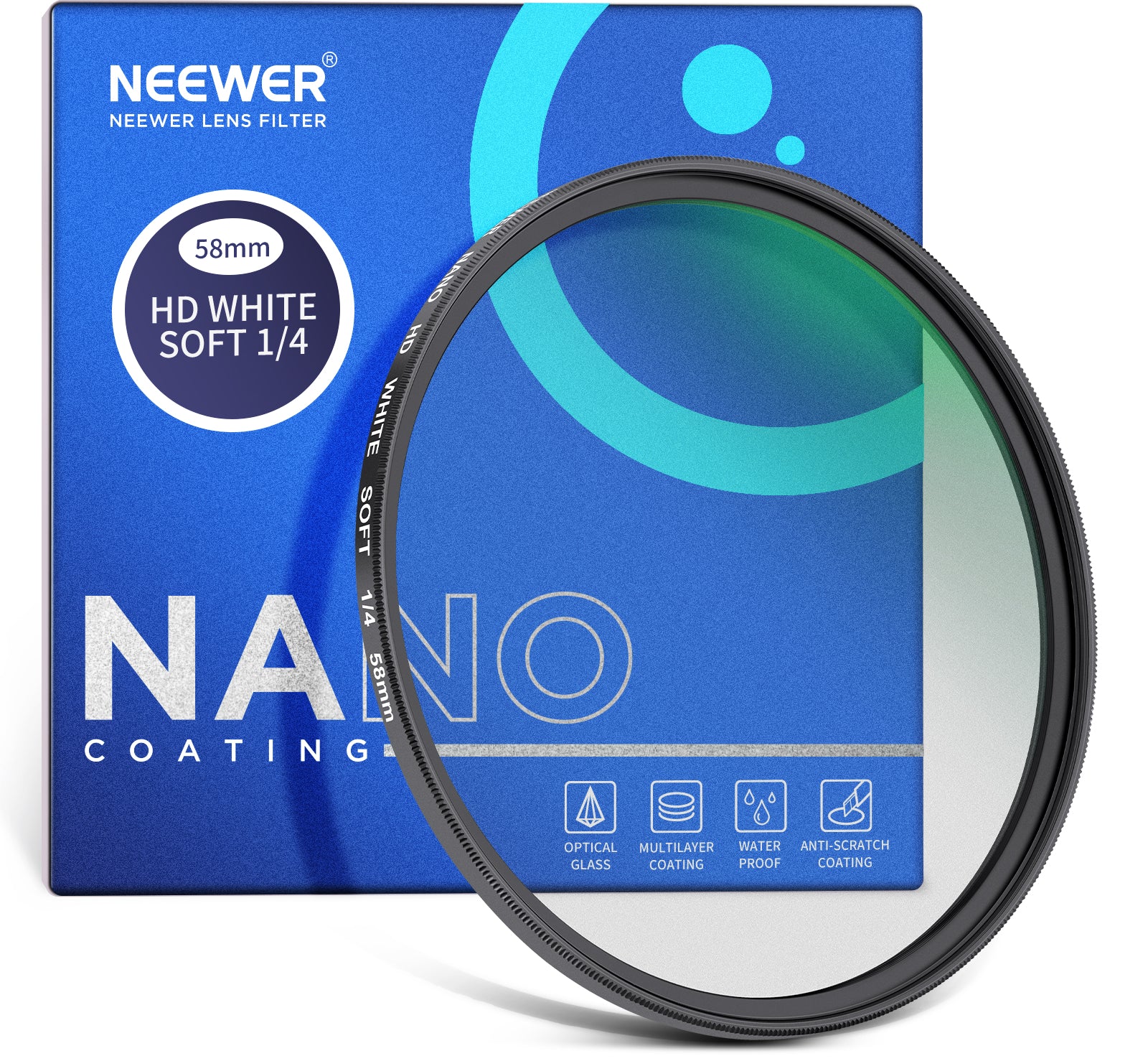 NEEWER 58mm 1/4 Soft White Diffusion Filter
