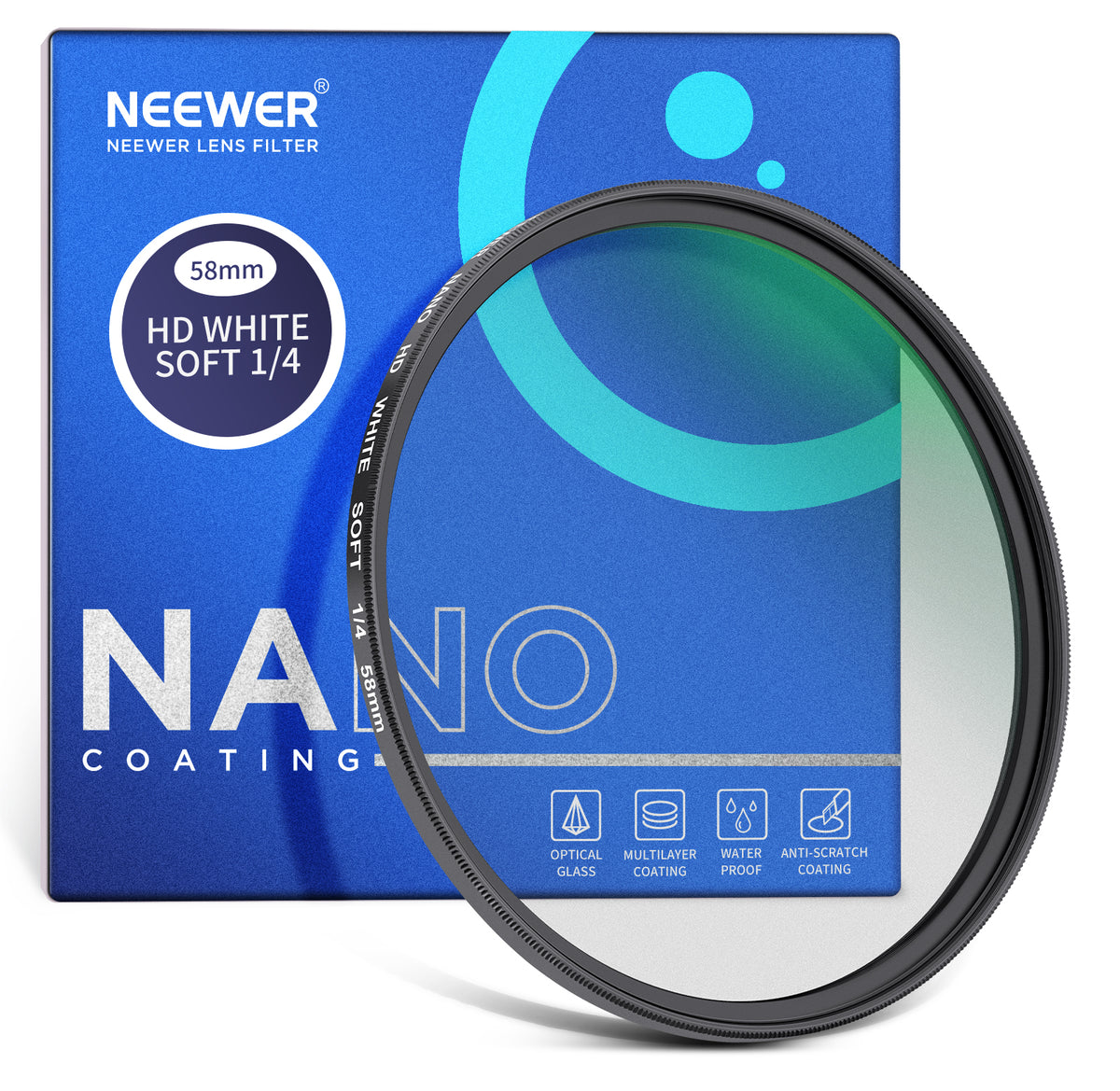 NEEWER 58mm 1/4 Soft White Diffusion Filter